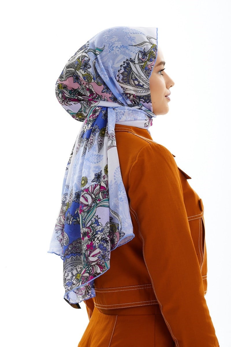 ŞALEtro Desen İtalyan Şifon Eşarp Askısı ile Birlikte 75x200 cm