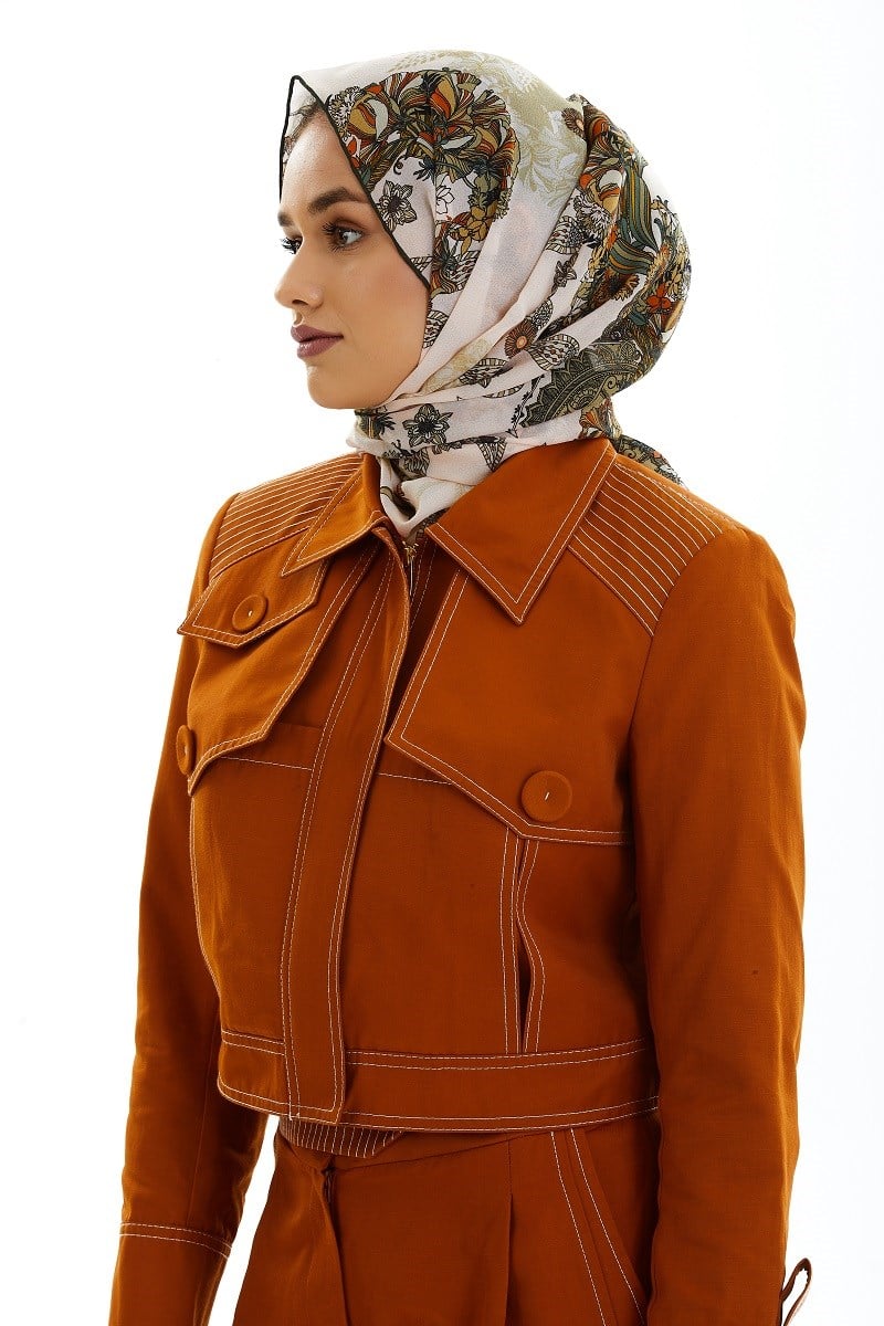 ŞALEtro Desen İtalyan Şifon Eşarp Askısı ile Birlikte 75x200 cm