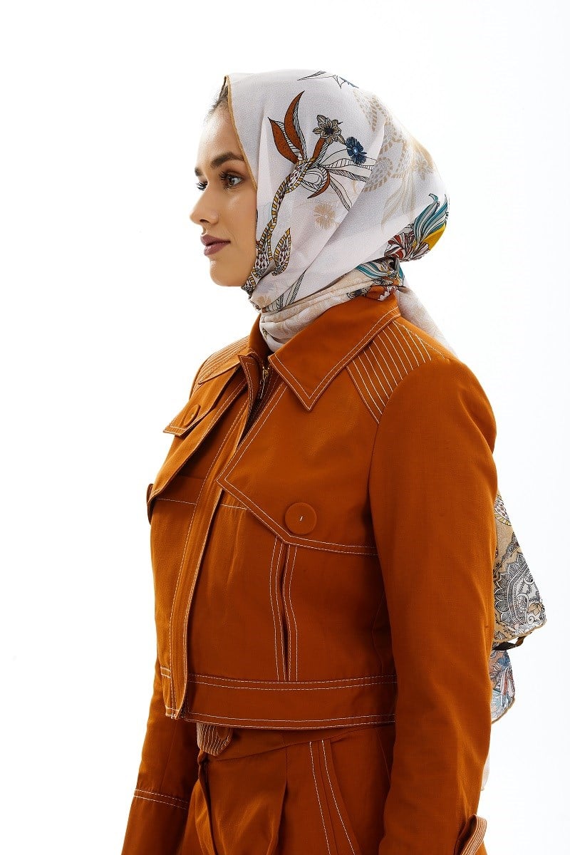 ŞALEtro Desen İtalyan Şifon Eşarp Askısı ile Birlikte 75x200 cm