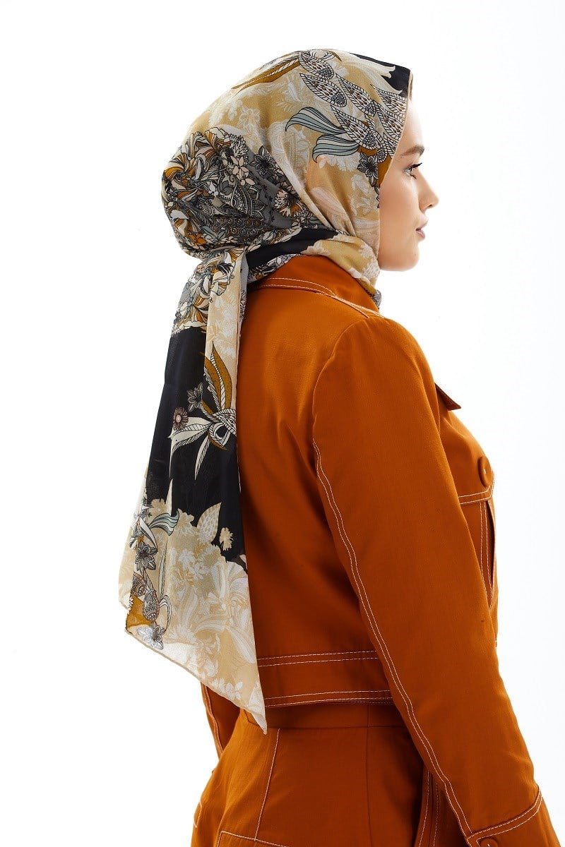 ŞALEtro Desen İtalyan Şifon Eşarp Askısı ile Birlikte 75x200 cm