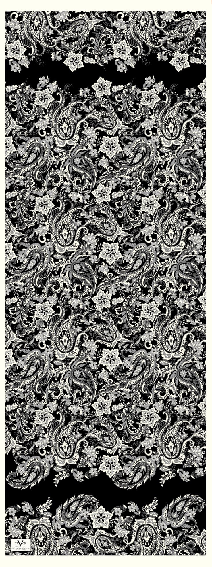 ŞALEtnik Desen İtalian Krep Şal Askısı ile Birlikte 71x192 cm