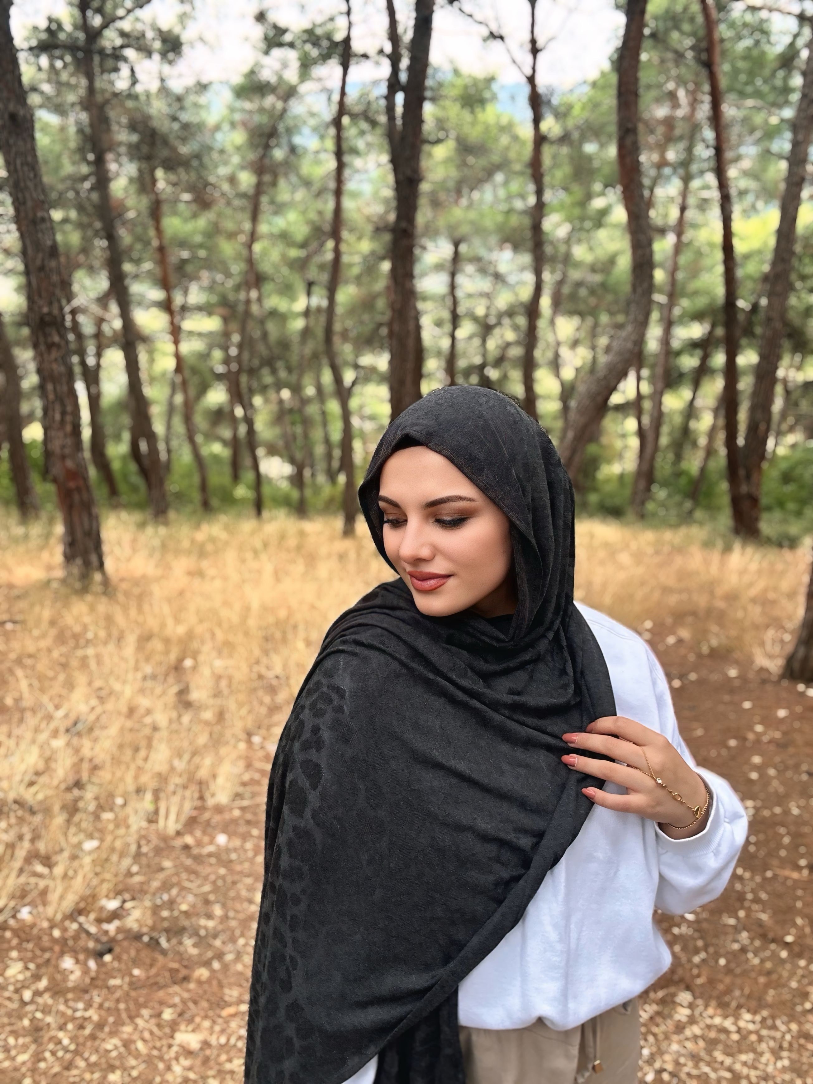 ŞALLeopar Desen Impluse Seri Şal Askısı ile Birlikte 75x200