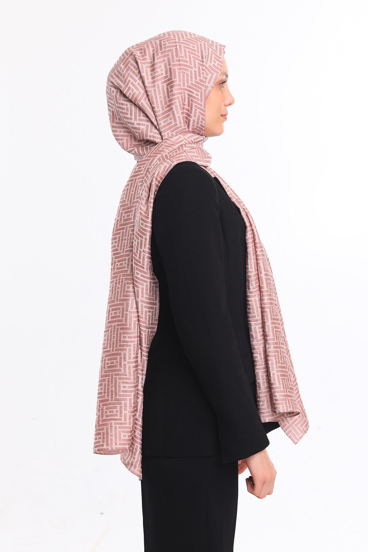 JAKARLI MODAL ŞALJAKAR Desen Jakarlı Modal Seri Şal Askısı ile Birlikte 75x200 cm