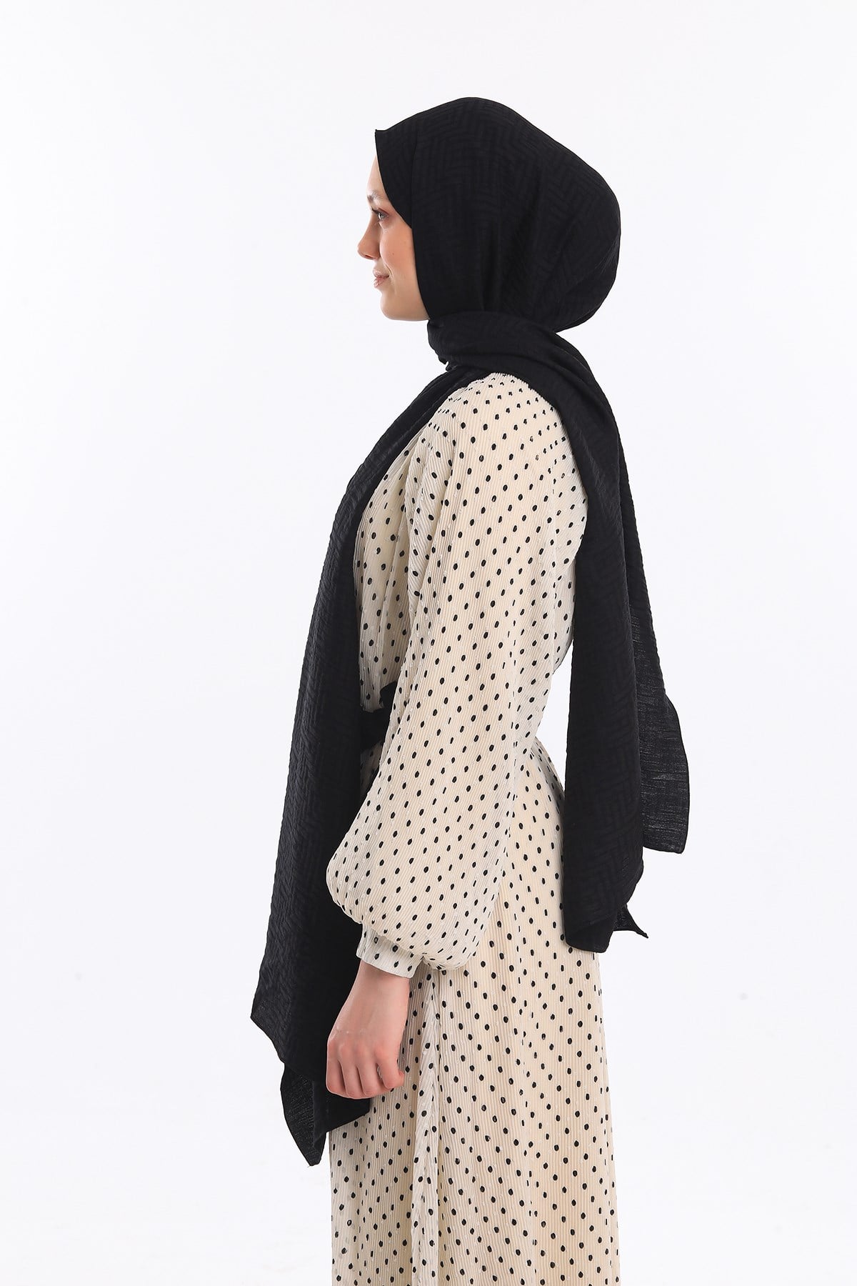 JAKARLI MODAL ŞALJAKAR Desen Jakarlı Modal Seri Şal Askısı ile Birlikte 75x200 cm