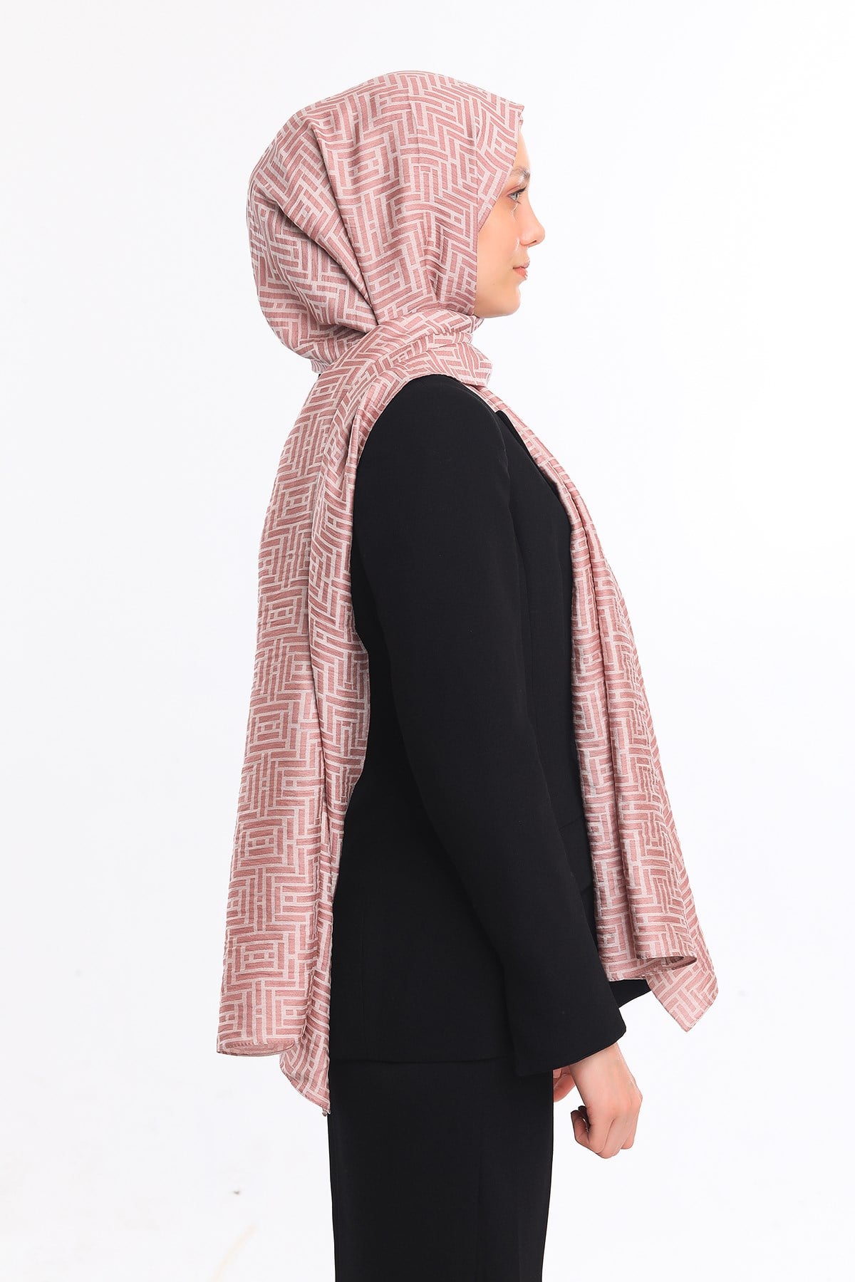 JAKARLI MODAL ŞALJAKAR Desen Jakarlı Modal Seri Şal Askısı ile Birlikte 75x200 cm