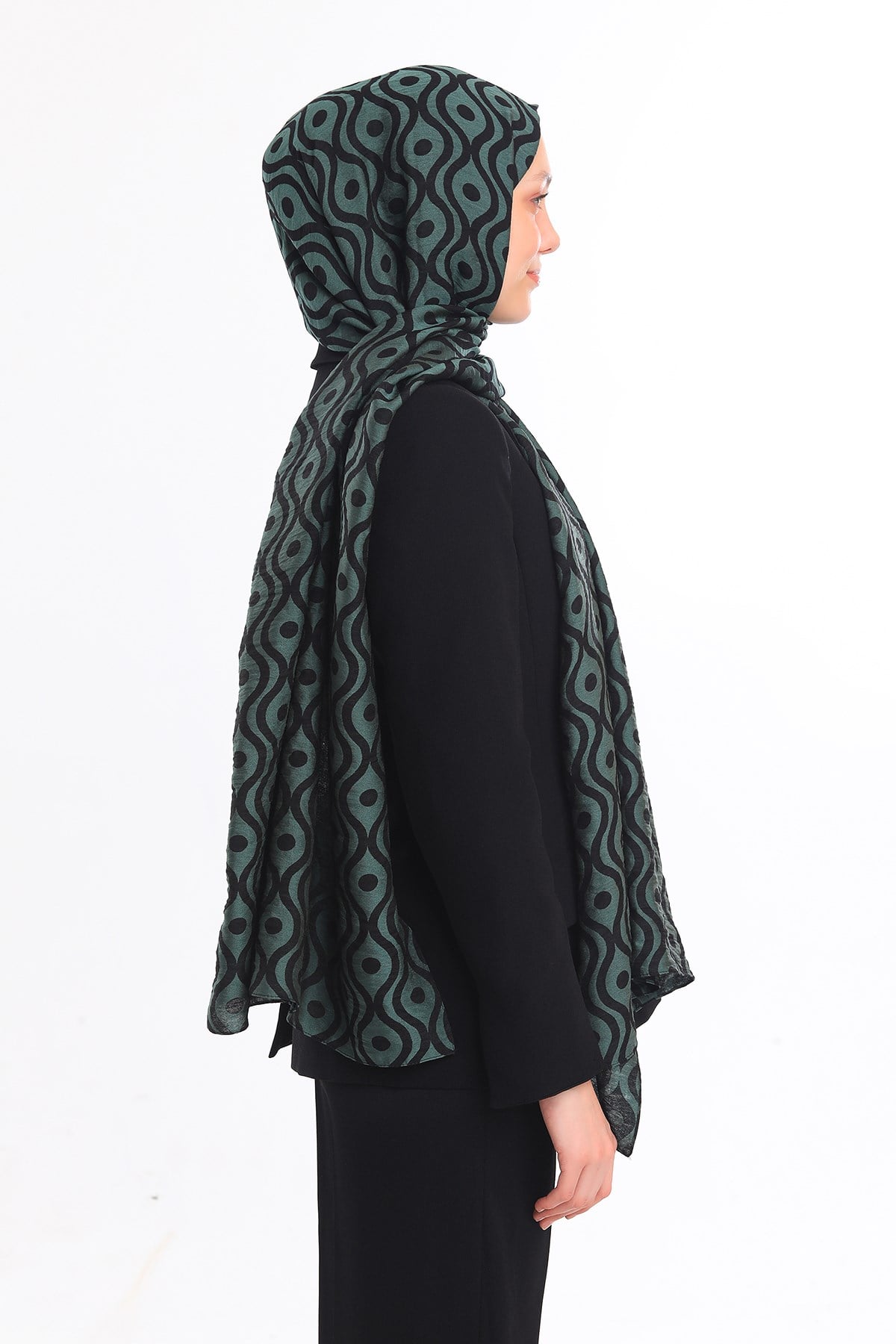 ŞALHelezon Desen Jakarlı Modal Seri Şal Askısı ile Birlikte 75x200 cm