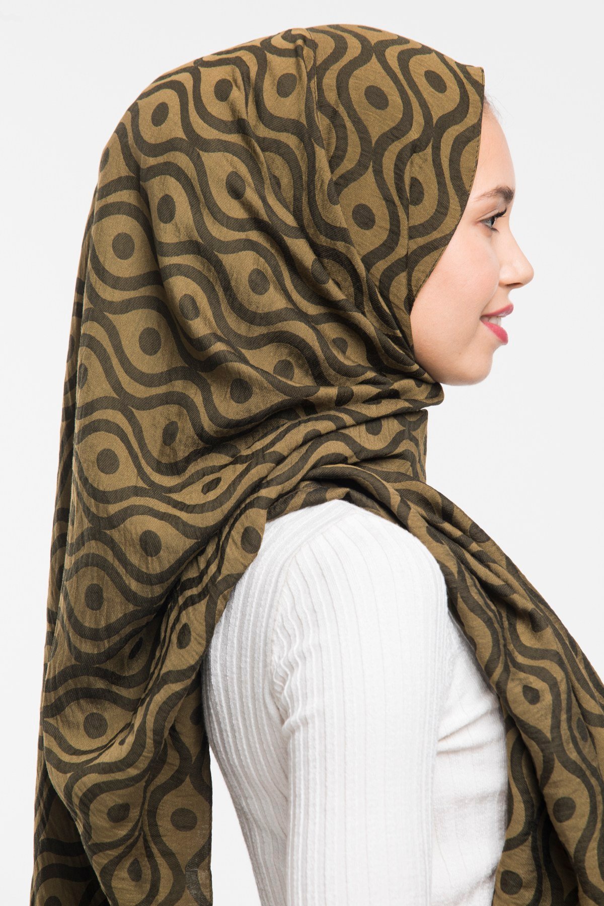 ShawlHelezon Desen Jakarlı Modal Seri Şal Askısı ile Birlikte 75x200 cm