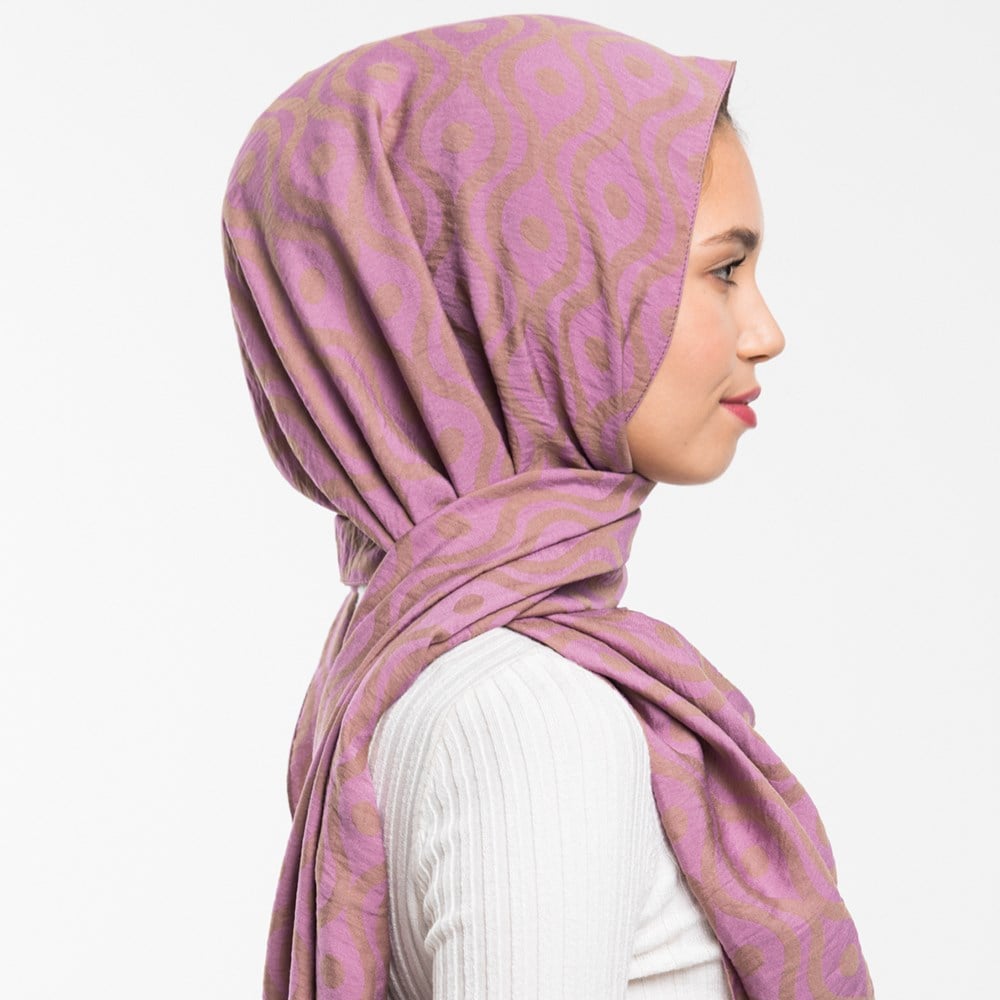 ŞALHelezon Desen Jakarlı Modal Seri Şal Askısı ile Birlikte 75x200 cm
