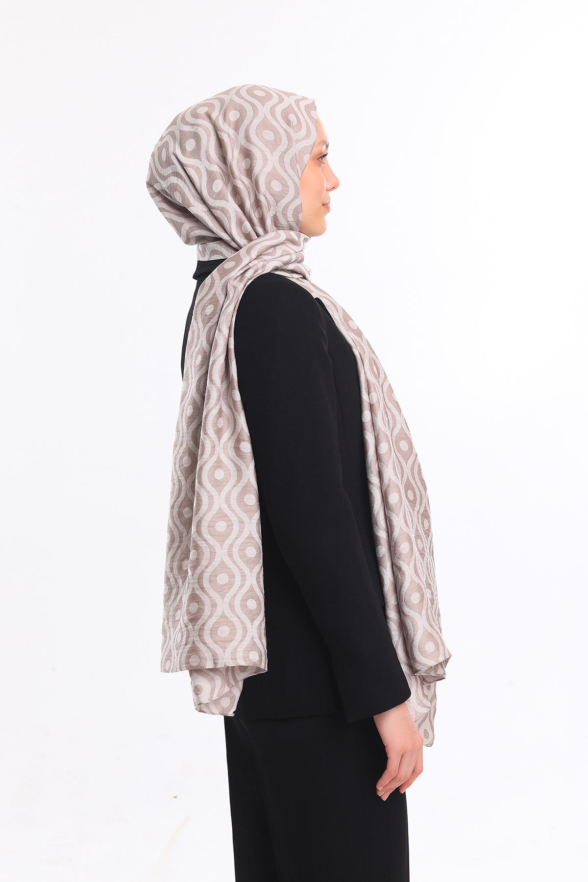ŞALHelezon Desen Jakarlı Modal Seri Şal Askısı ile Birlikte 75x200 cm