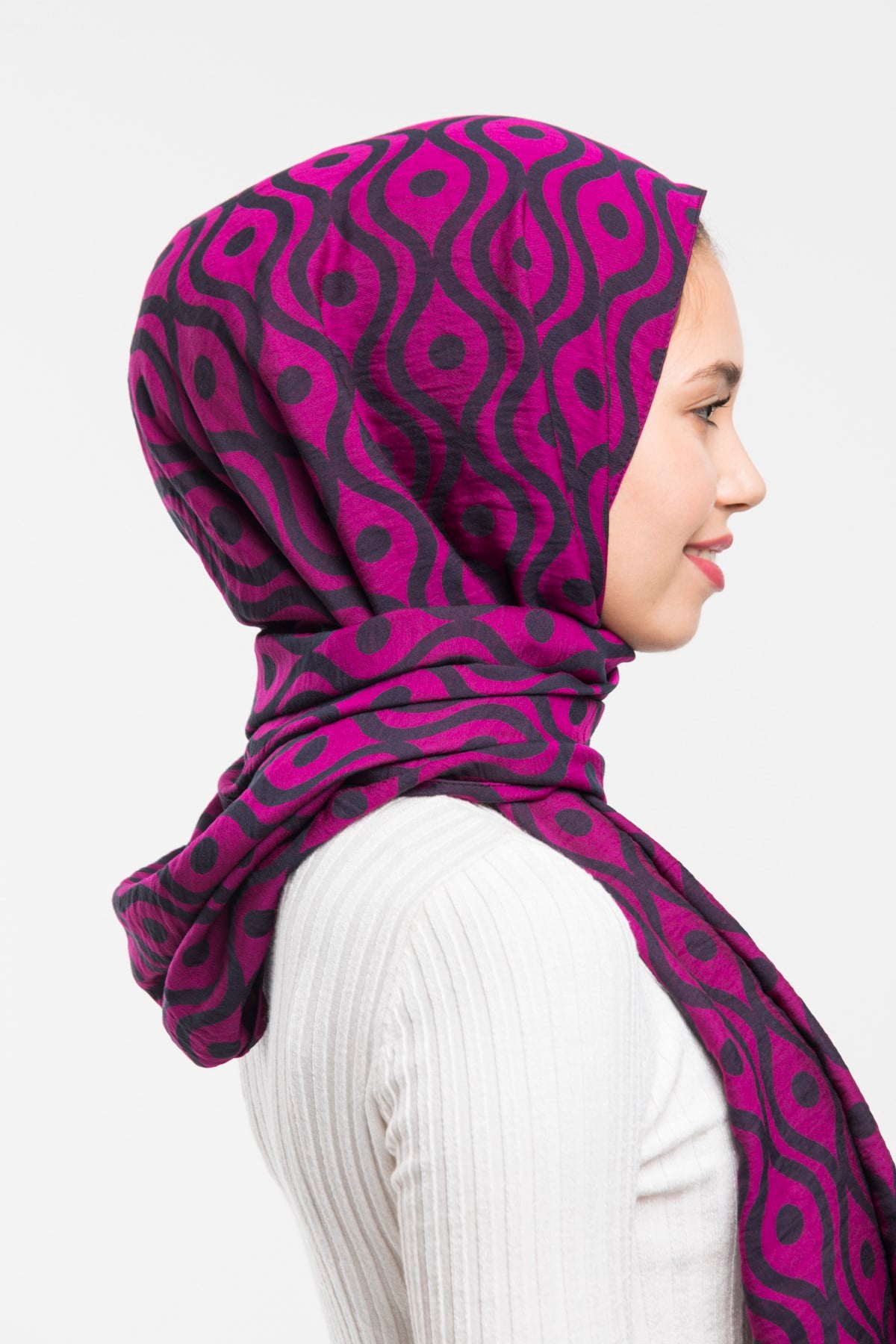 ŞALHelezon Desen Jakarlı Modal Seri Şal Askısı ile Birlikte 75x200 cm