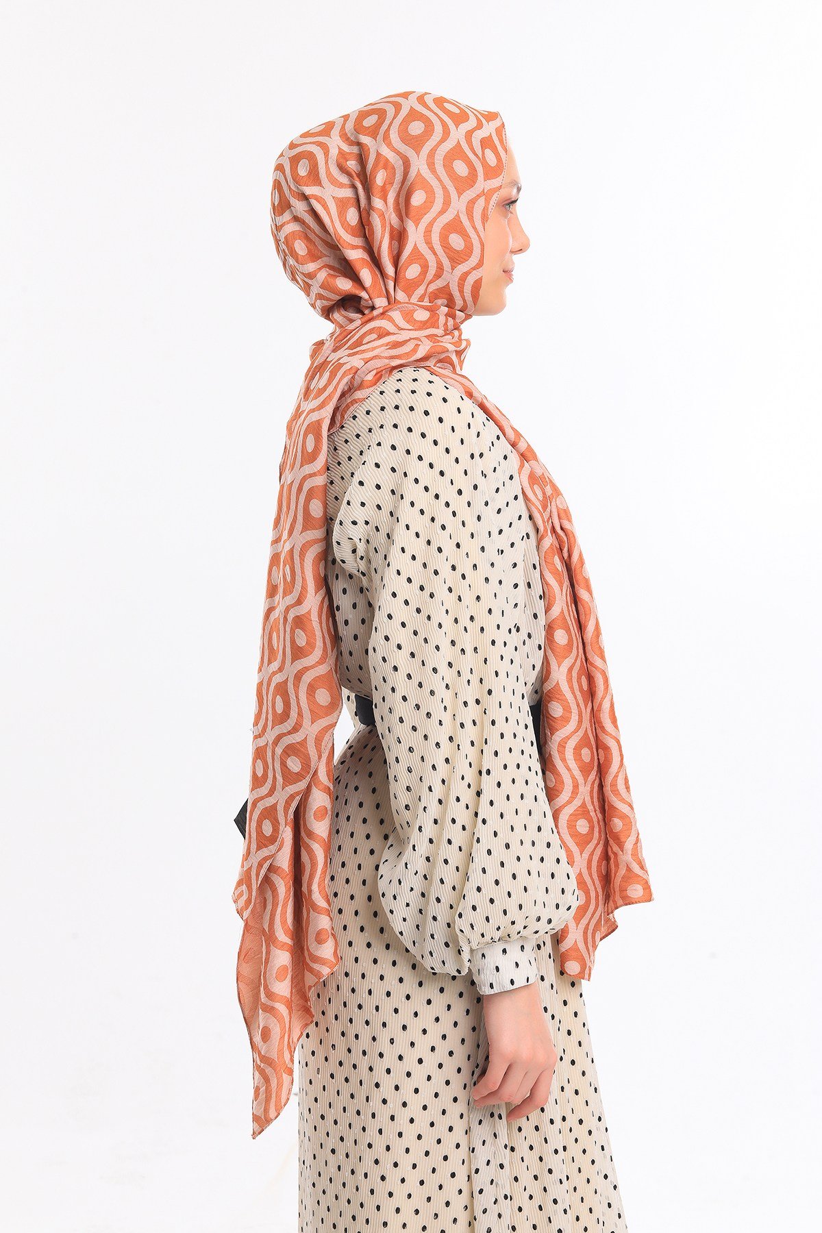 ShawlHelezon Desen Jakarlı Modal Seri Şal Askısı ile Birlikte 75x200 cm