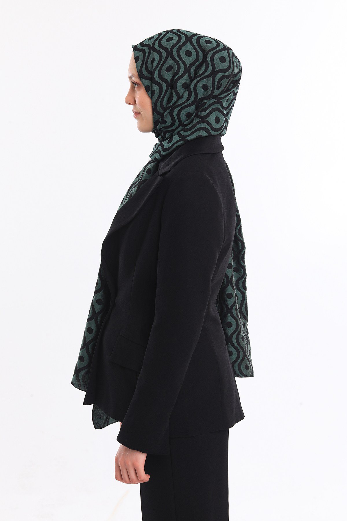 ShawlHelezon Desen Jakarlı Modal Seri Şal Askısı ile Birlikte 75x200 cm