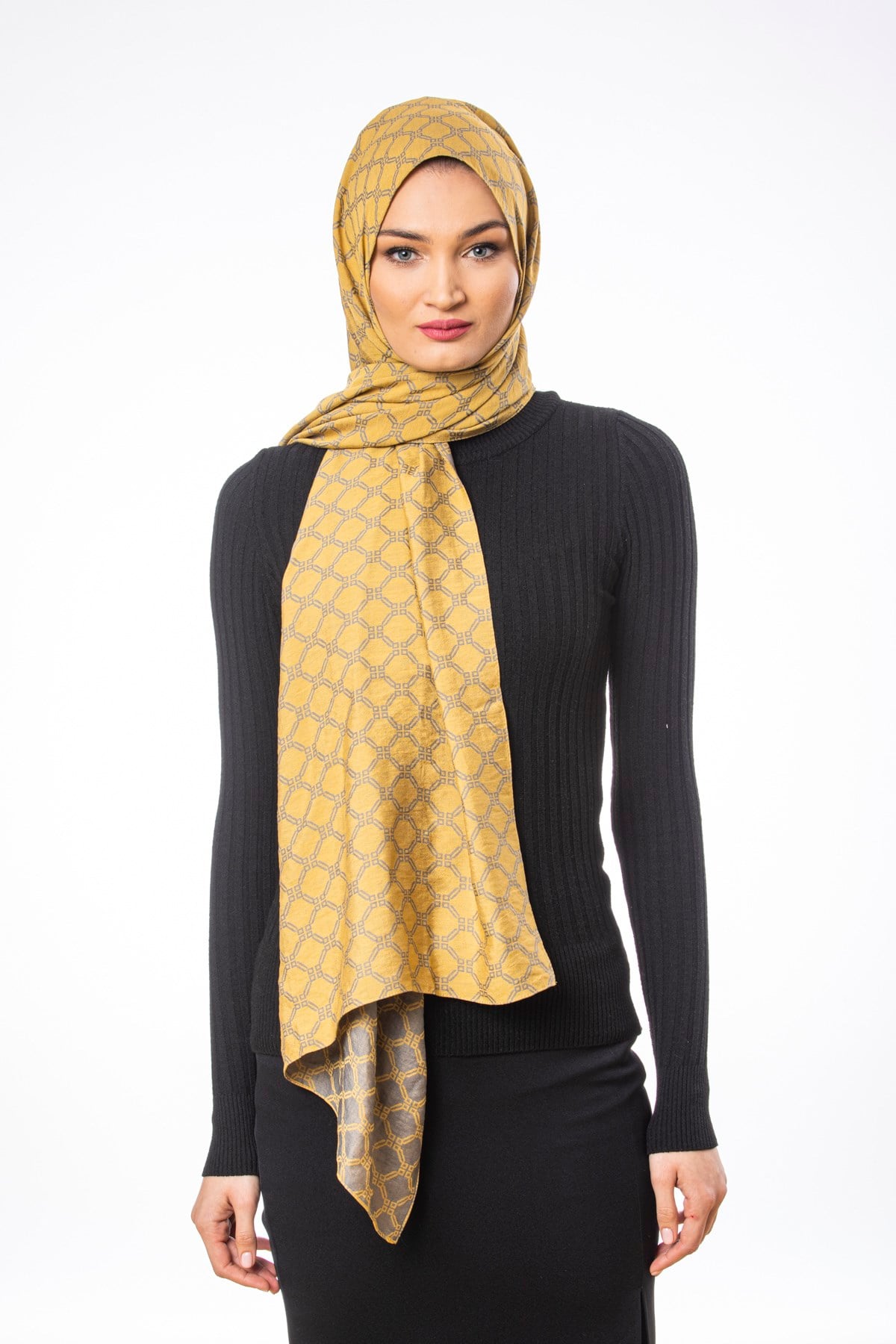 JAKARLI MODAL ŞALHelezon Desen Jakarlı Modal Seri Şal Askısı ile Birlikte 75x200 cm