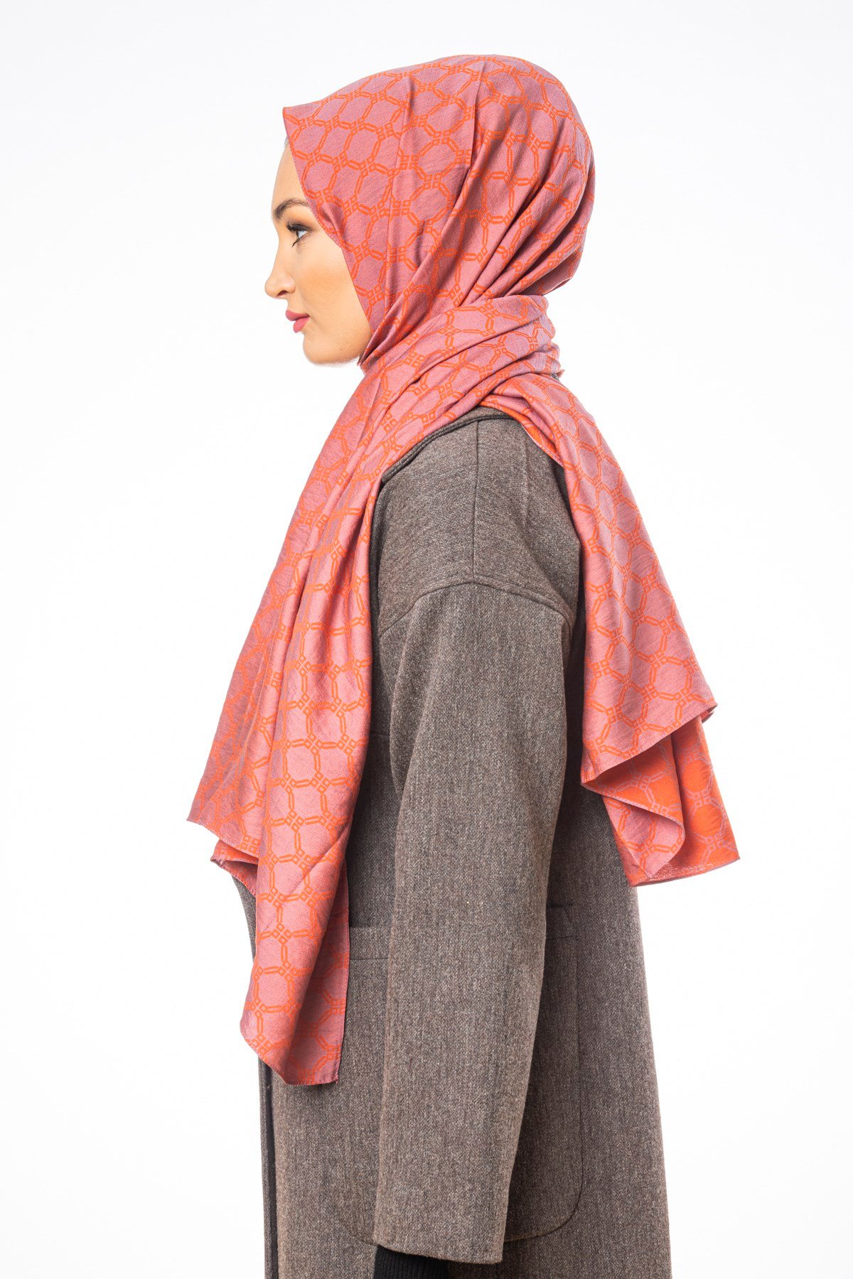 JAKARLI MODAL ŞALHelezon Desen Jakarlı Modal Seri Şal Askısı ile Birlikte 75x200 cm