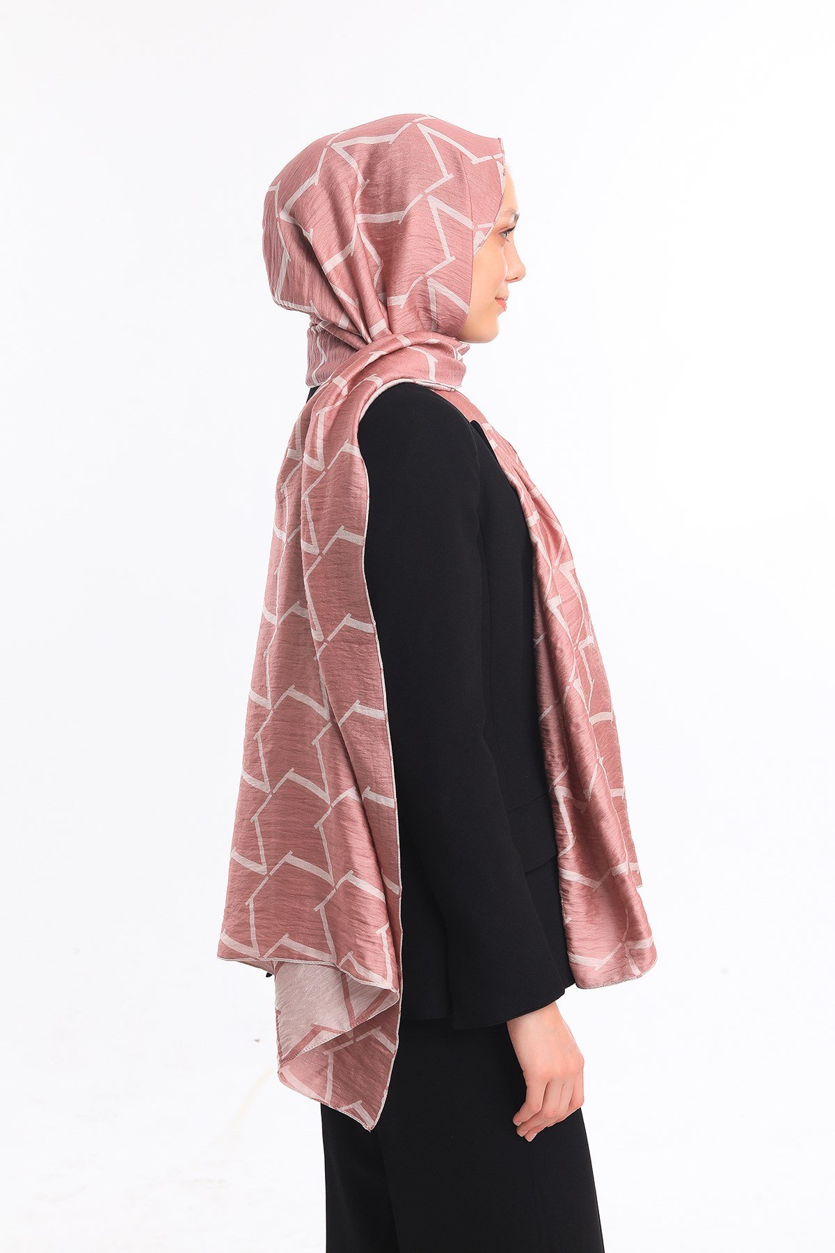 JAKARLI MODAL ŞALV  Desen Jakarlı Modal Seri Şal Askısı ile Birlikte 75x200 cm