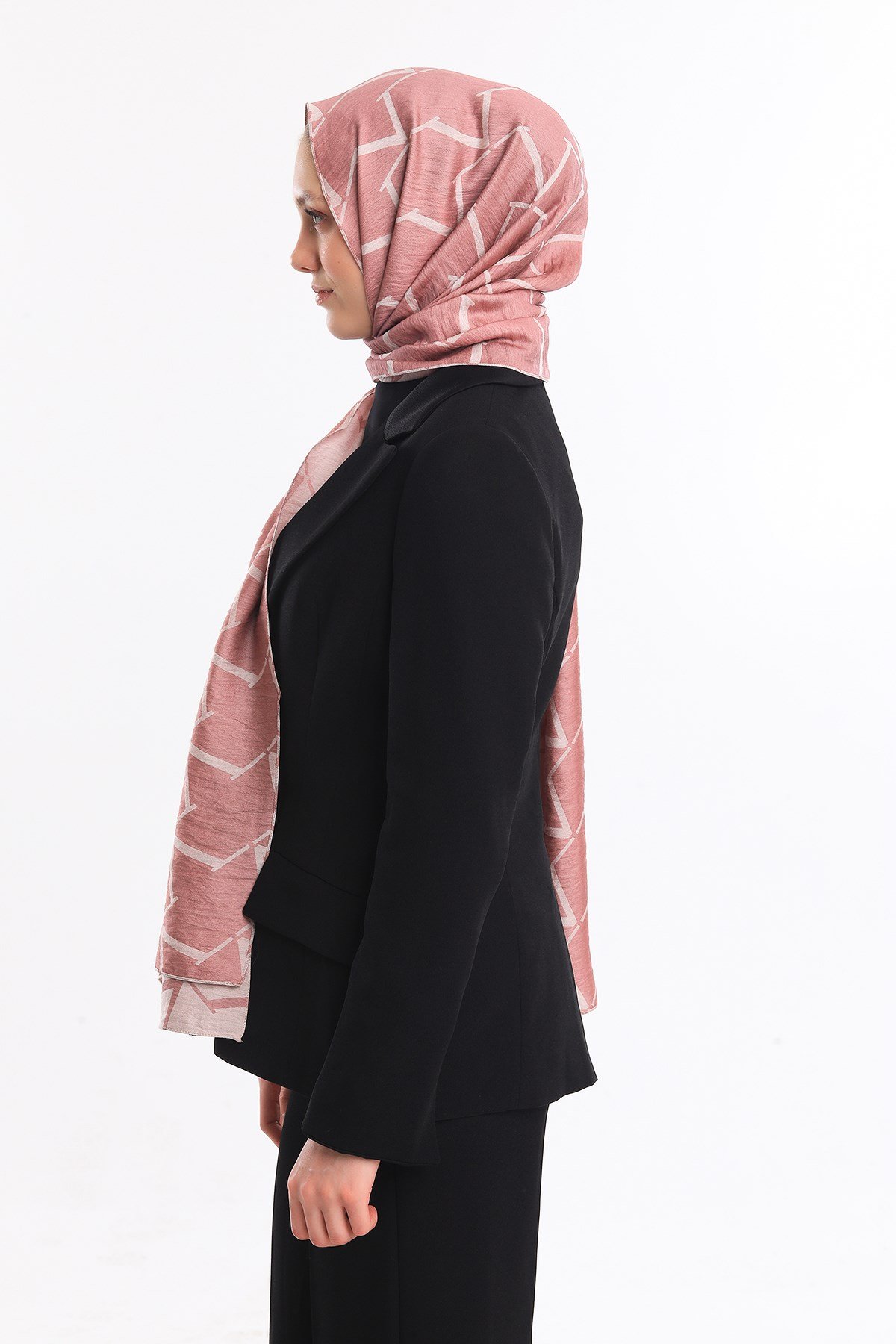 JAKARLI MODAL ŞALV  Desen Jakarlı Modal Seri Şal Askısı ile Birlikte 75x200 cm