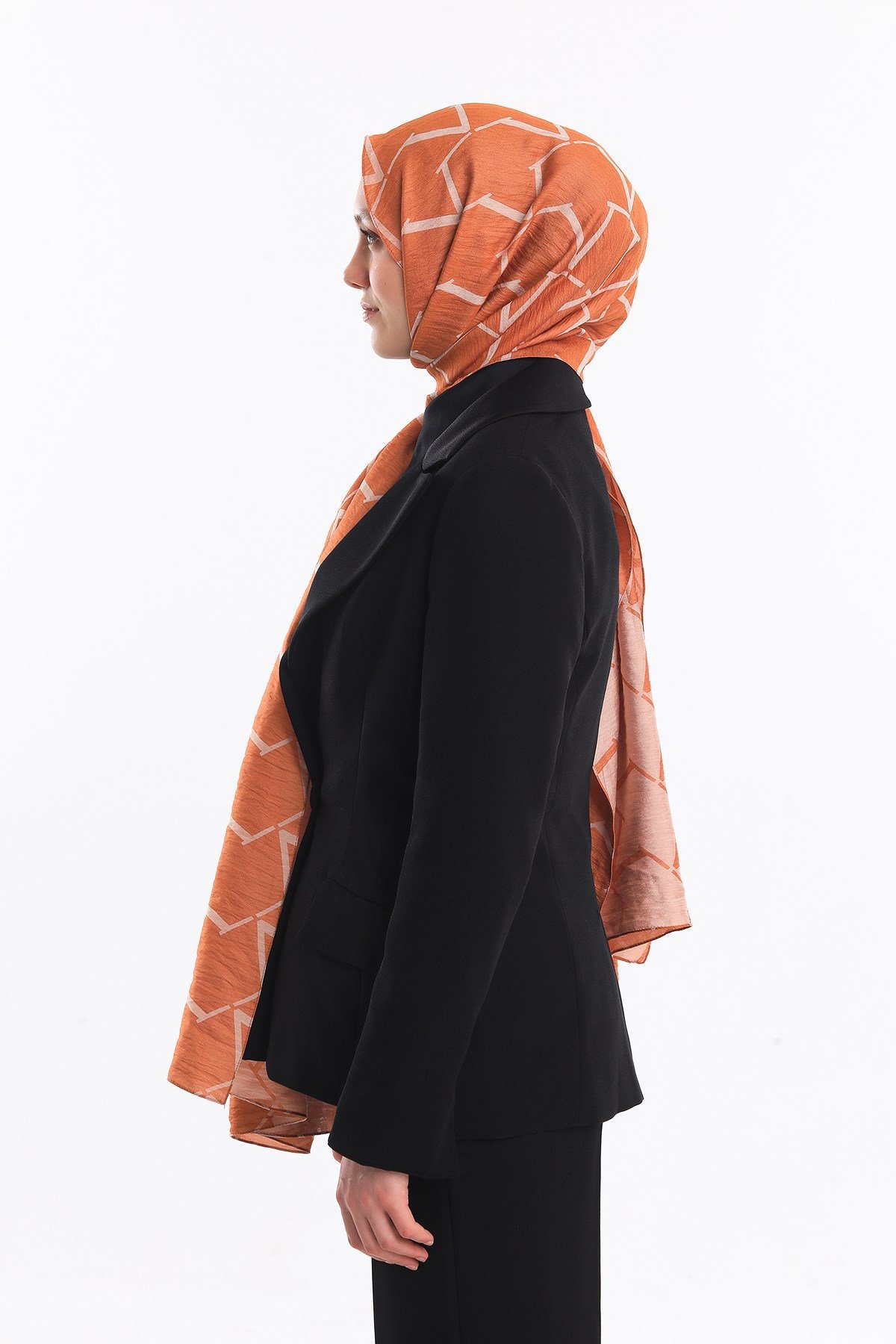 JAKARLI MODAL ŞALV  Desen Jakarlı Modal Seri Şal Askısı ile Birlikte 75x200 cm