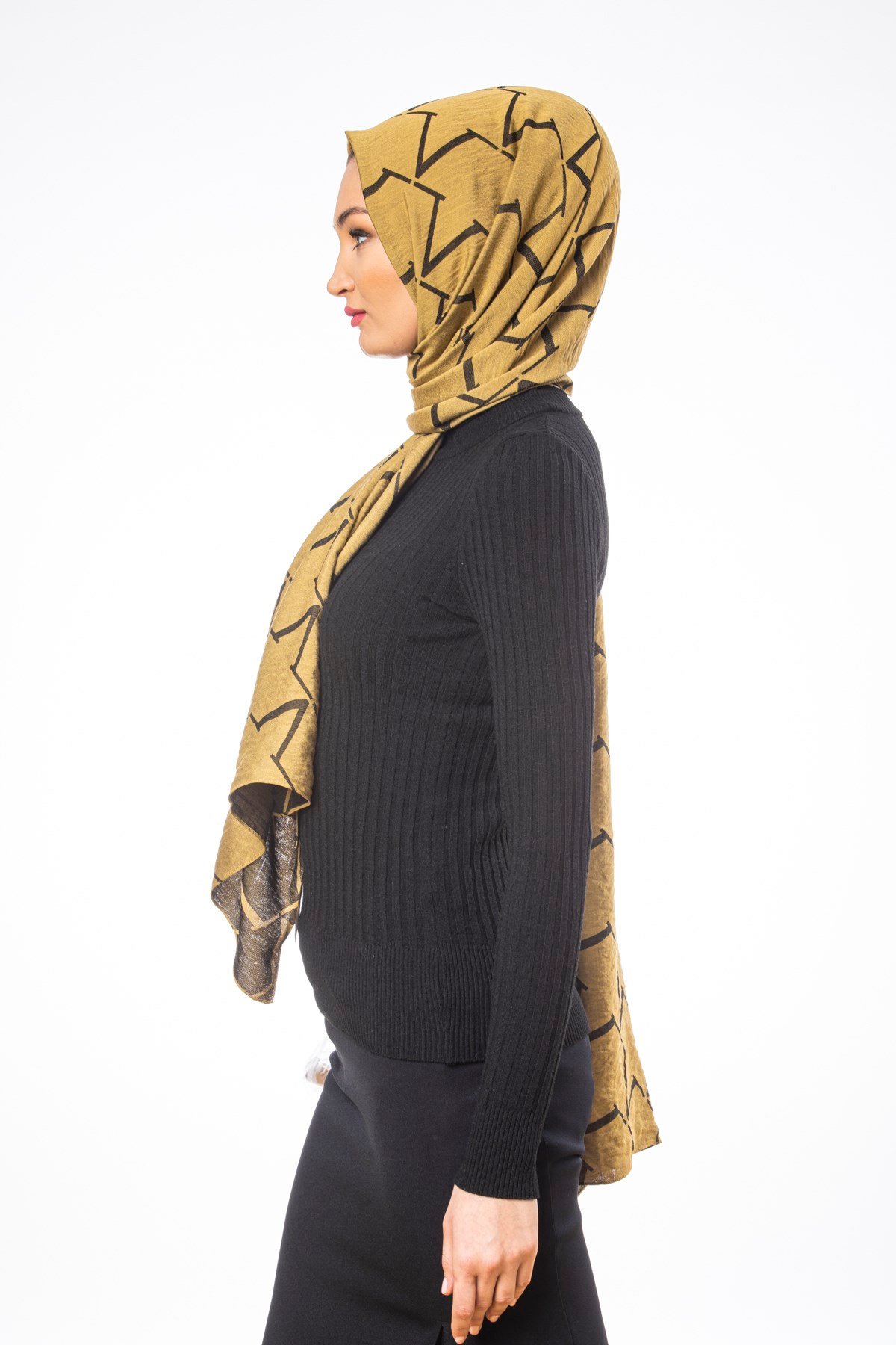 JAKARLI MODAL ŞALV  Desen Jakarlı Modal Seri Şal Askısı ile Birlikte 75x200 cm