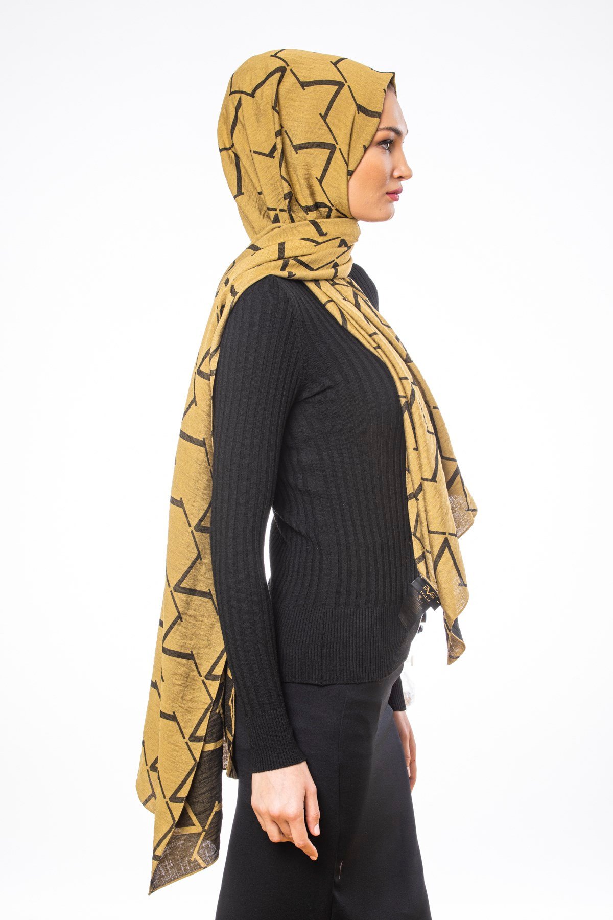 JAKARLI MODAL ŞALV  Desen Jakarlı Modal Seri Şal Askısı ile Birlikte 75x200 cm