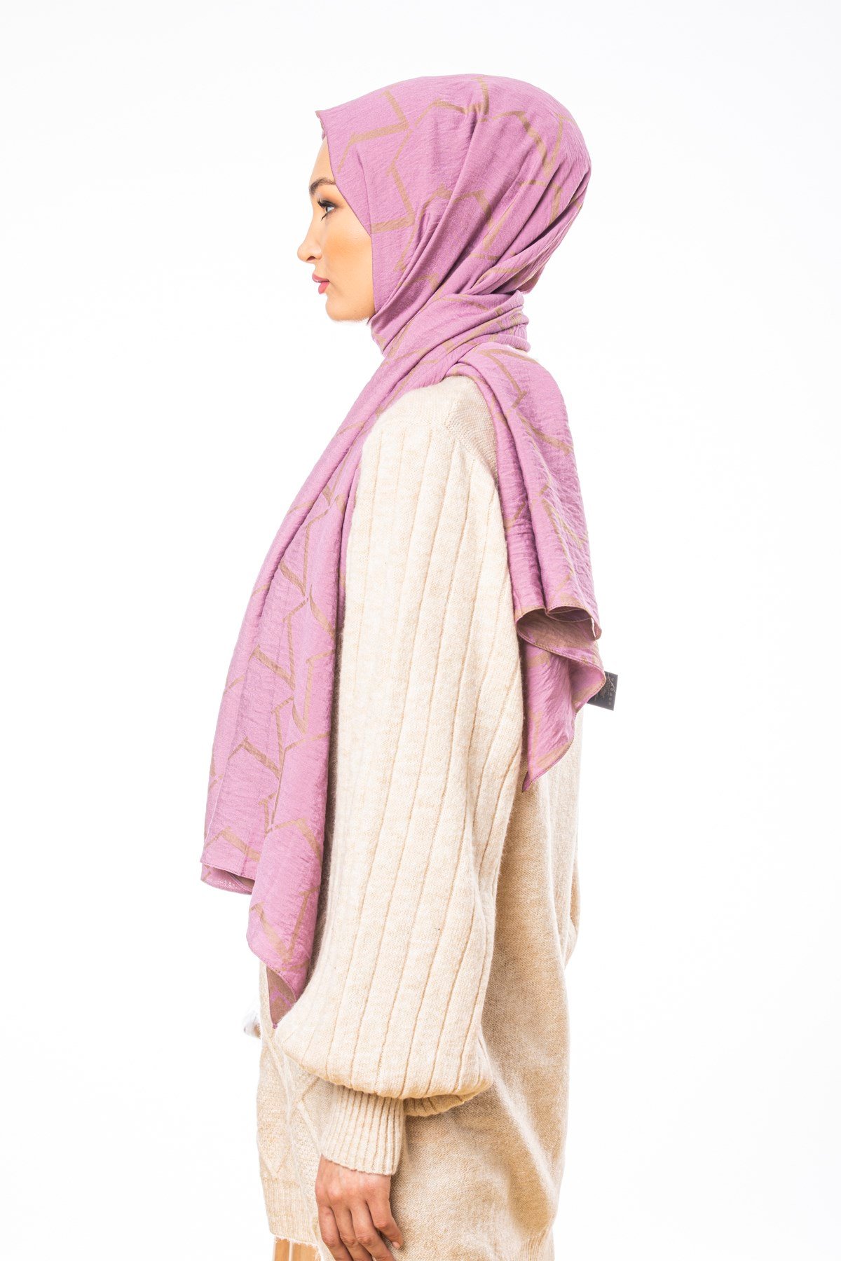 JAKARLI MODAL ŞALV  Desen Jakarlı Modal Seri Şal Askısı ile Birlikte 75x200 cm