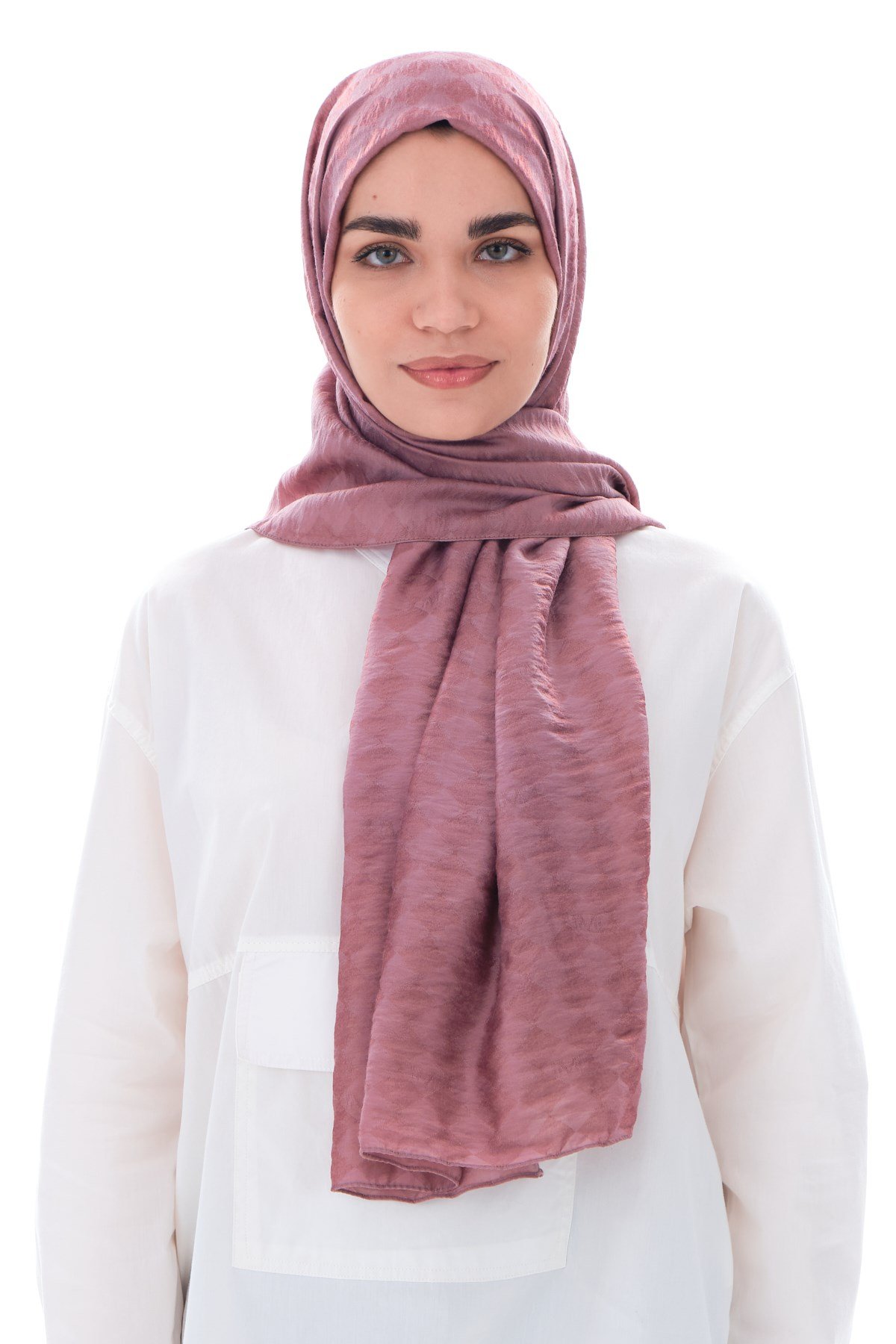 ShawlBaklava Desen Jakar Elegante Seri Viscon Şal Askısı ile Birlikte 75x200