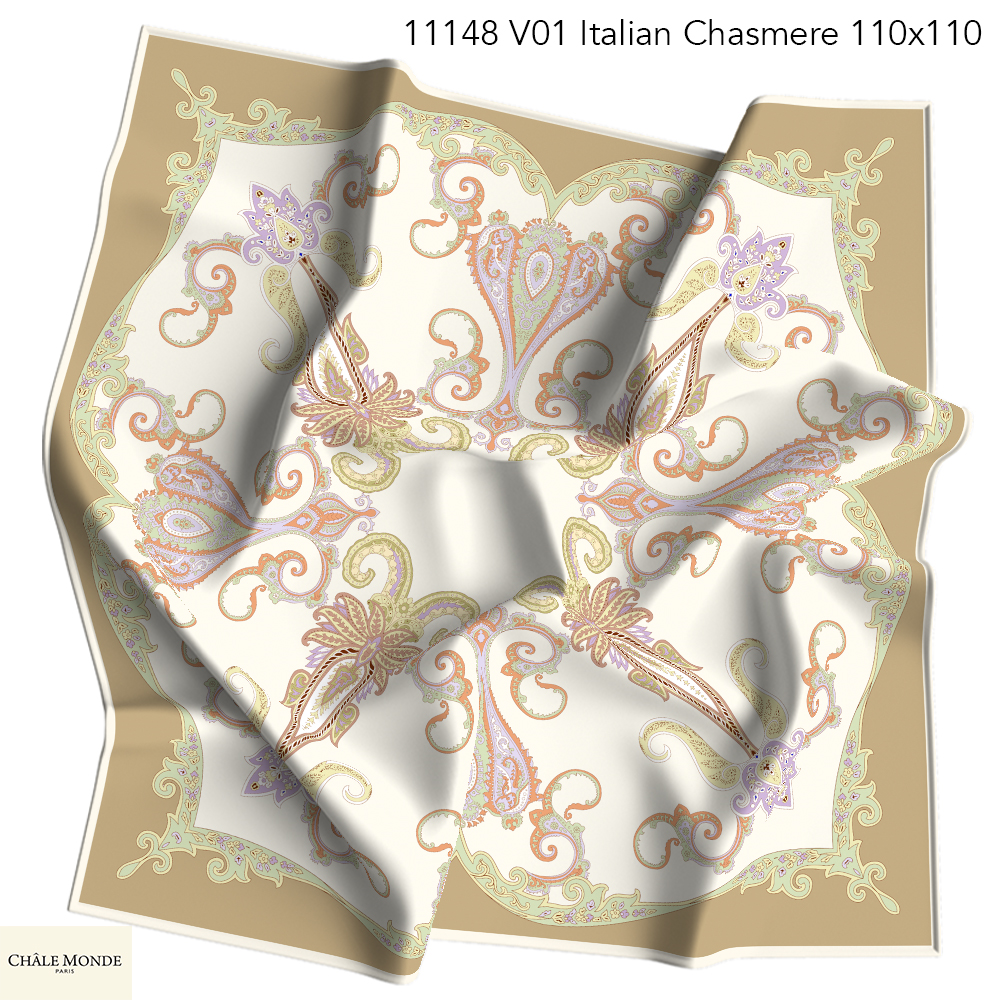 ŞALDesenli Italian Cashmere Seri Seri Eşarp Askısı İle Birlikte 110X110 cm