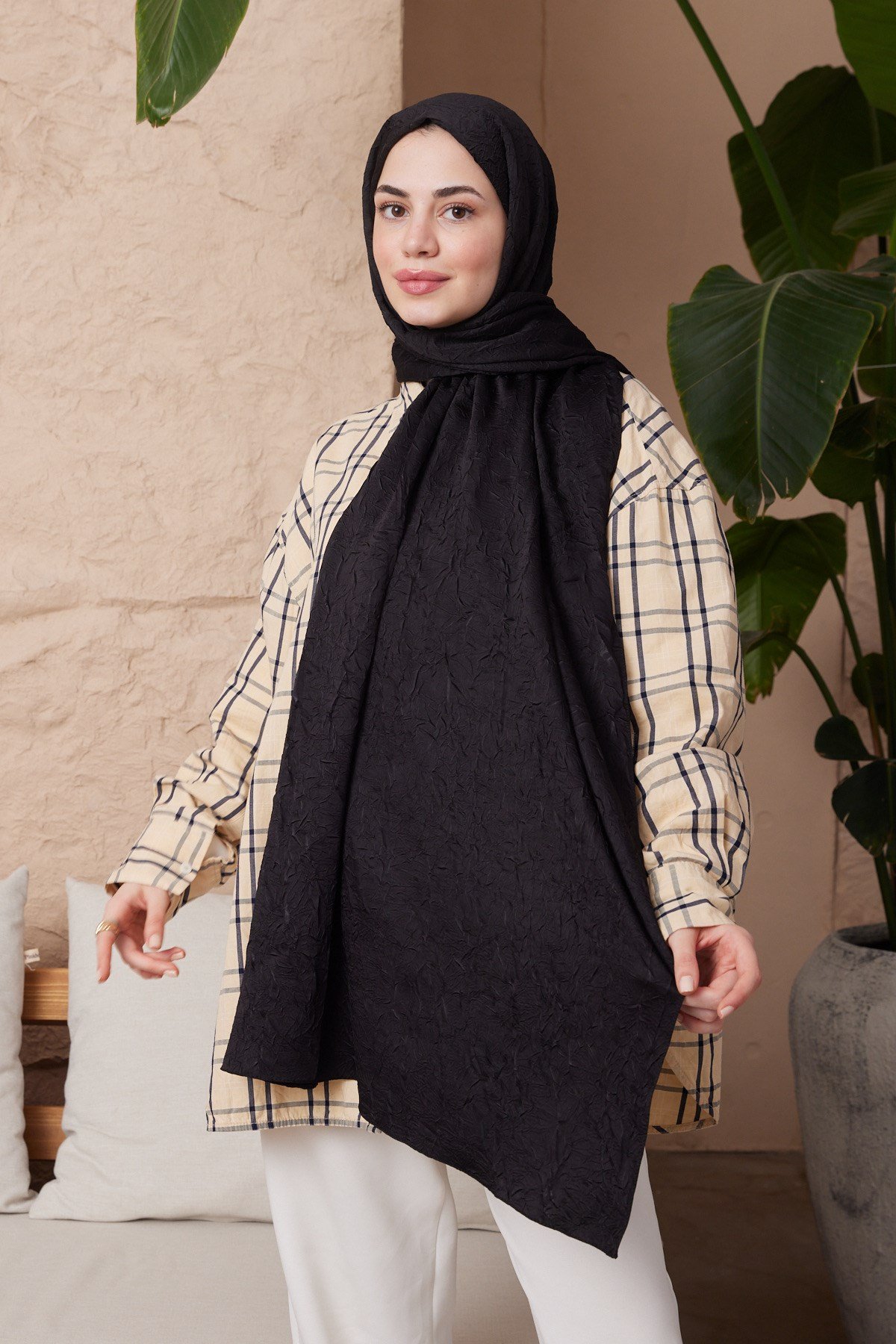 ŞALWoolly Kraş Seri Şal Askısı ile Birlikte 75X200