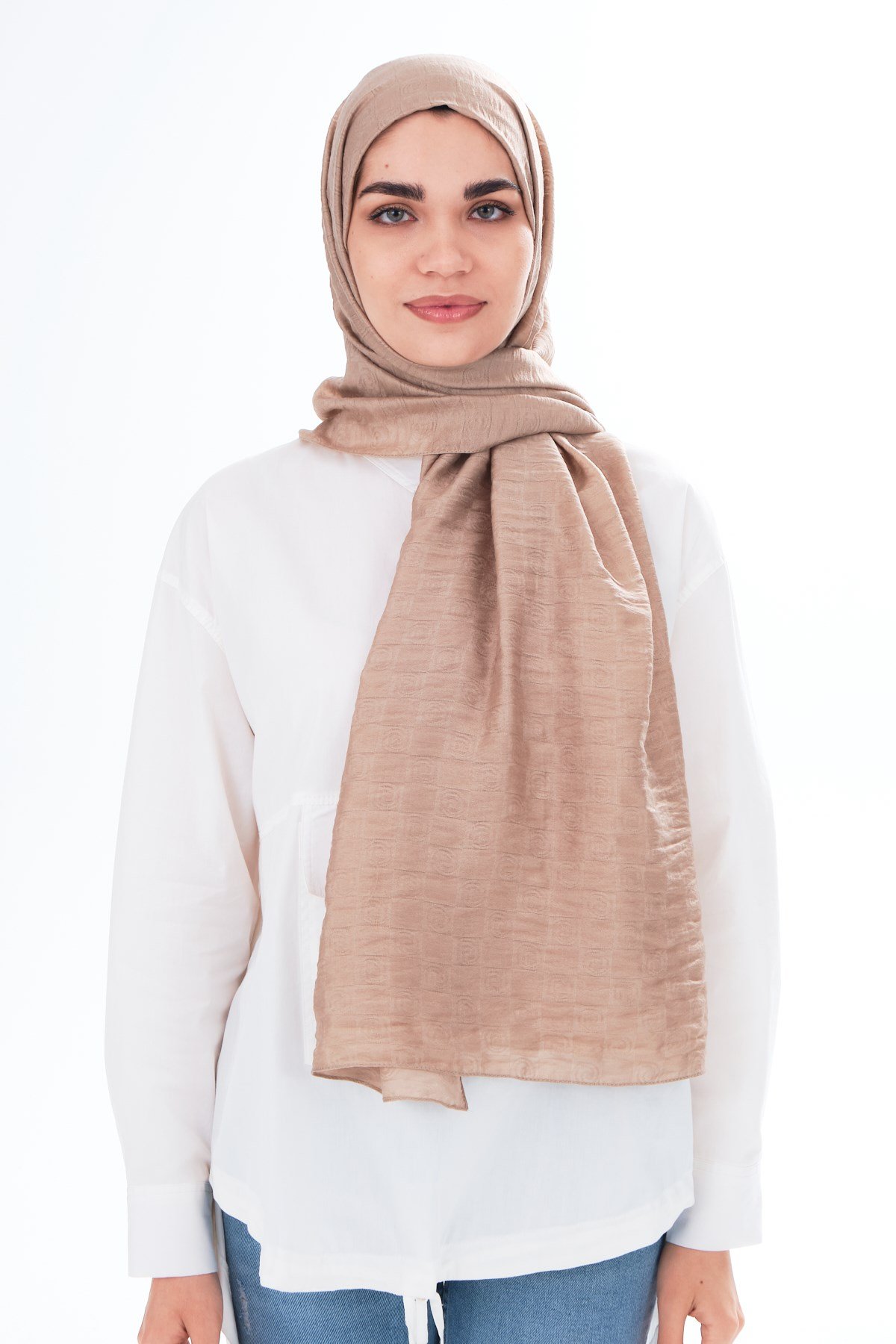 JAKARLI MODAL ŞALHelezon Desen Jakar Elegante Seri Viscon Şal Askısı ile Birlikte 75x200