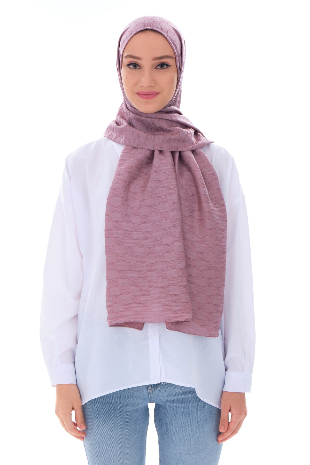 JAKARLI MODAL ŞALHelezon Desen Jakar Elegante Seri Viscon Şal Askısı ile Birlikte 75x200