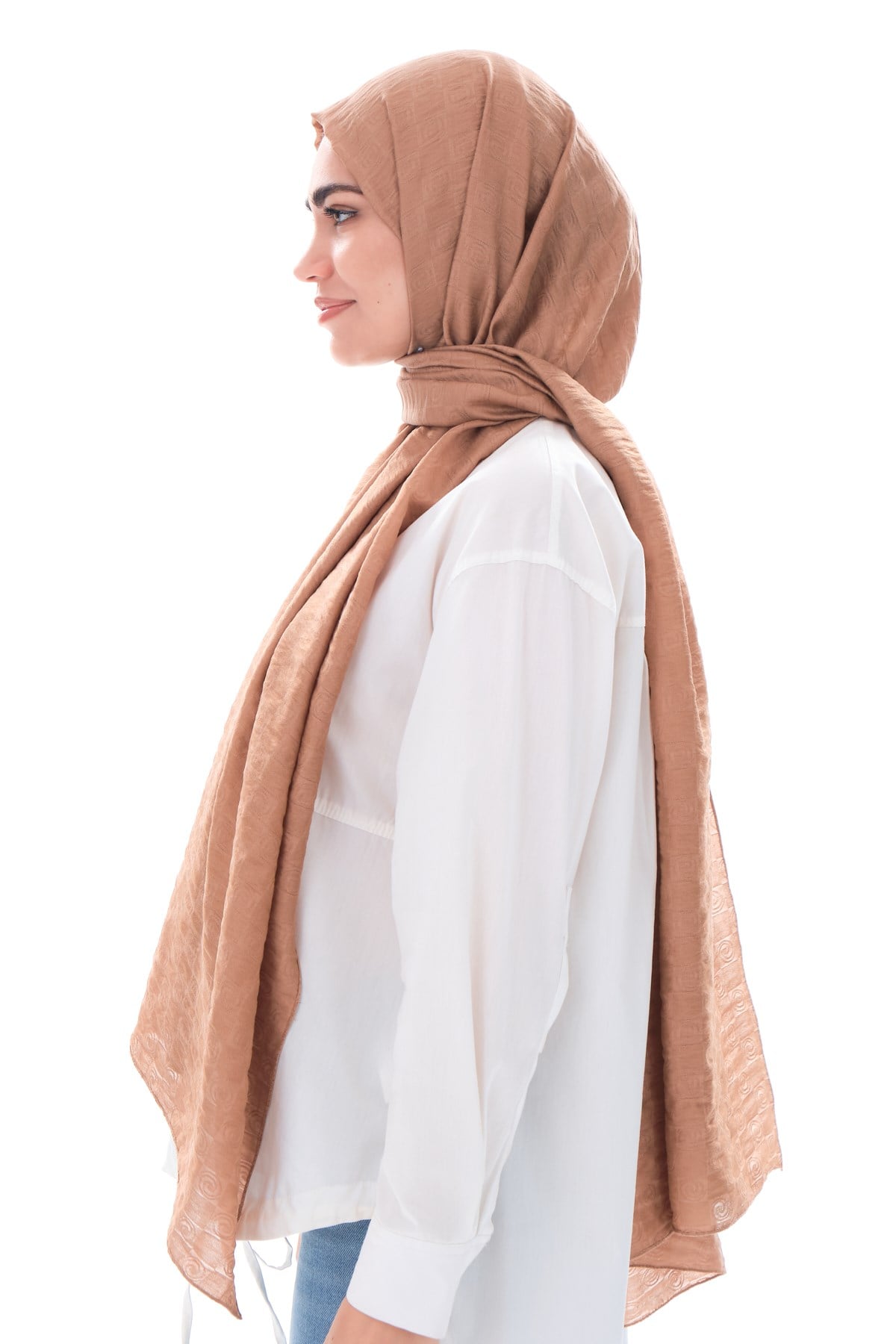 JAKARLI MODAL ŞALHelezon Desen Jakar Elegante Seri Viscon Şal Askısı ile Birlikte 75x200