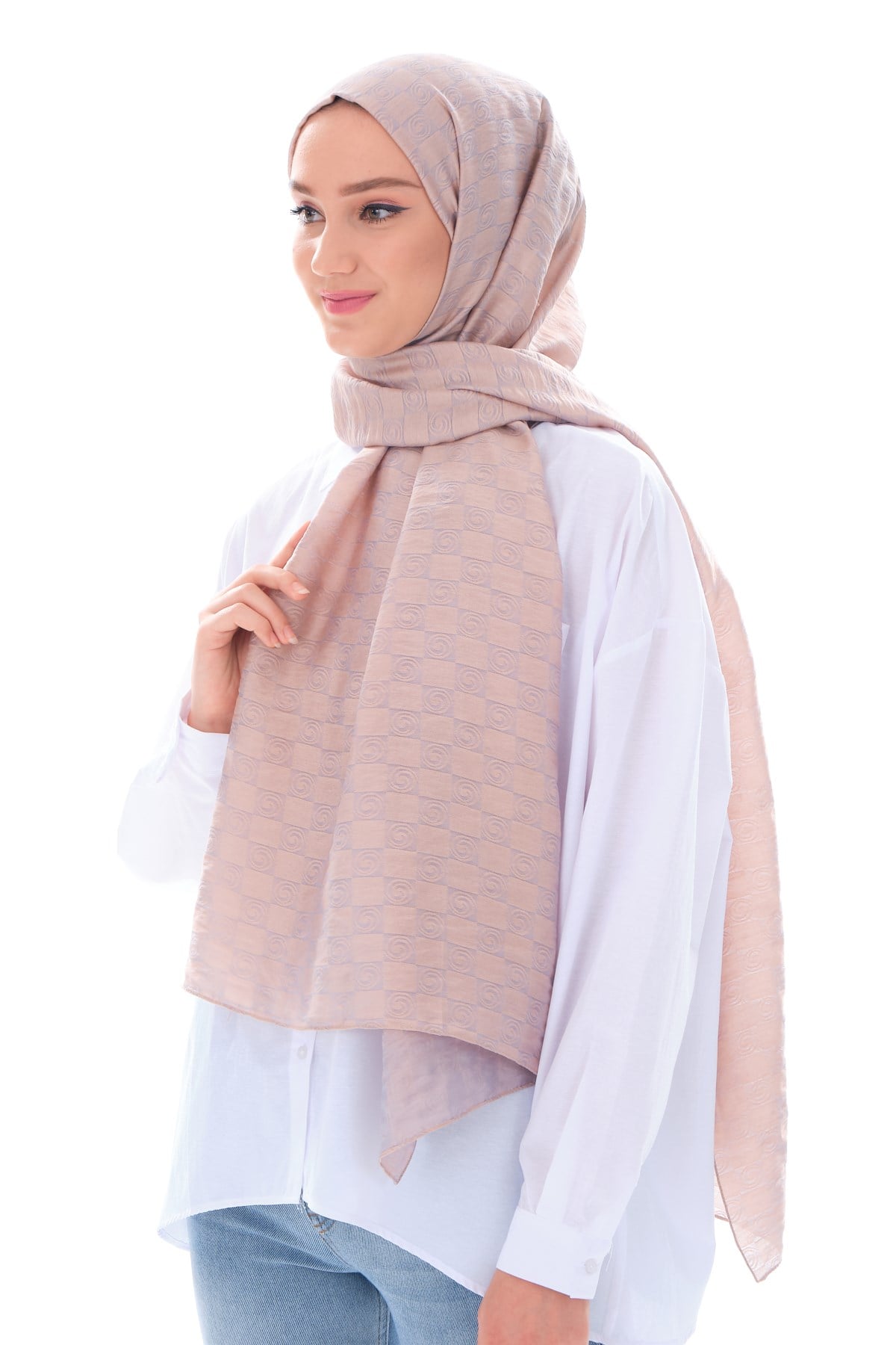 JAKARLI MODAL ŞALHelezon Desen Jakar Elegante Seri Viscon Şal Askısı ile Birlikte 75x200