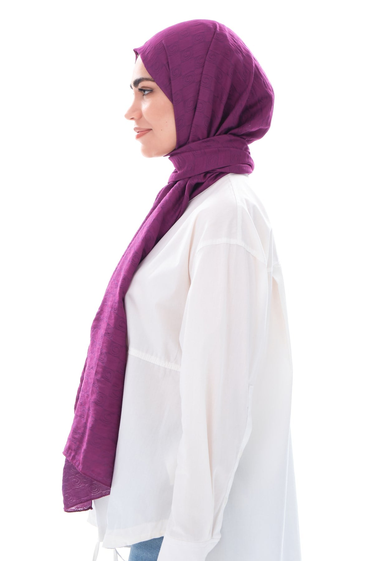 JAKARLI MODAL ŞALHelezon Desen Jakar Elegante Seri Viscon Şal Askısı ile Birlikte 75x200