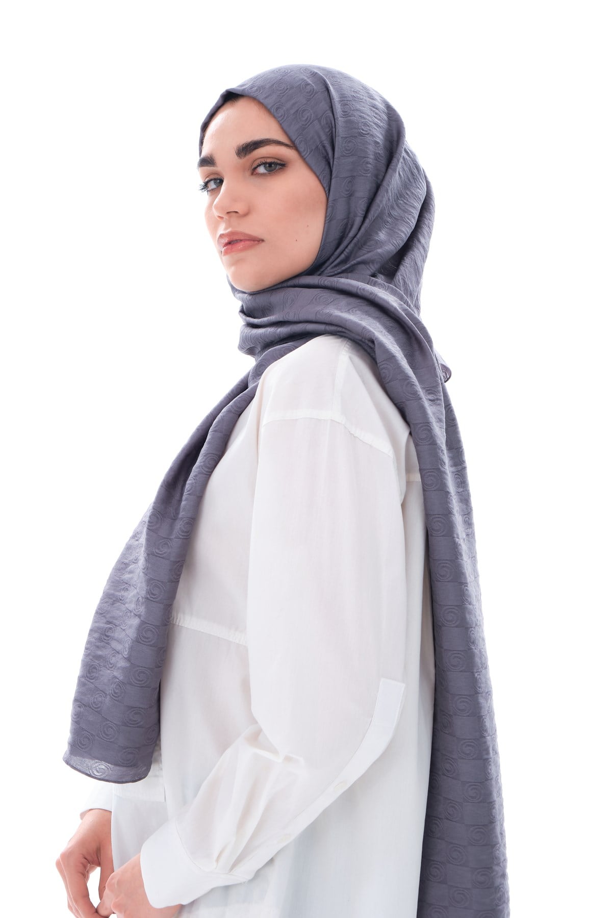 JAKARLI MODAL ŞALHelezon Desen Jakar Elegante Seri Viscon Şal Askısı ile Birlikte 75x200