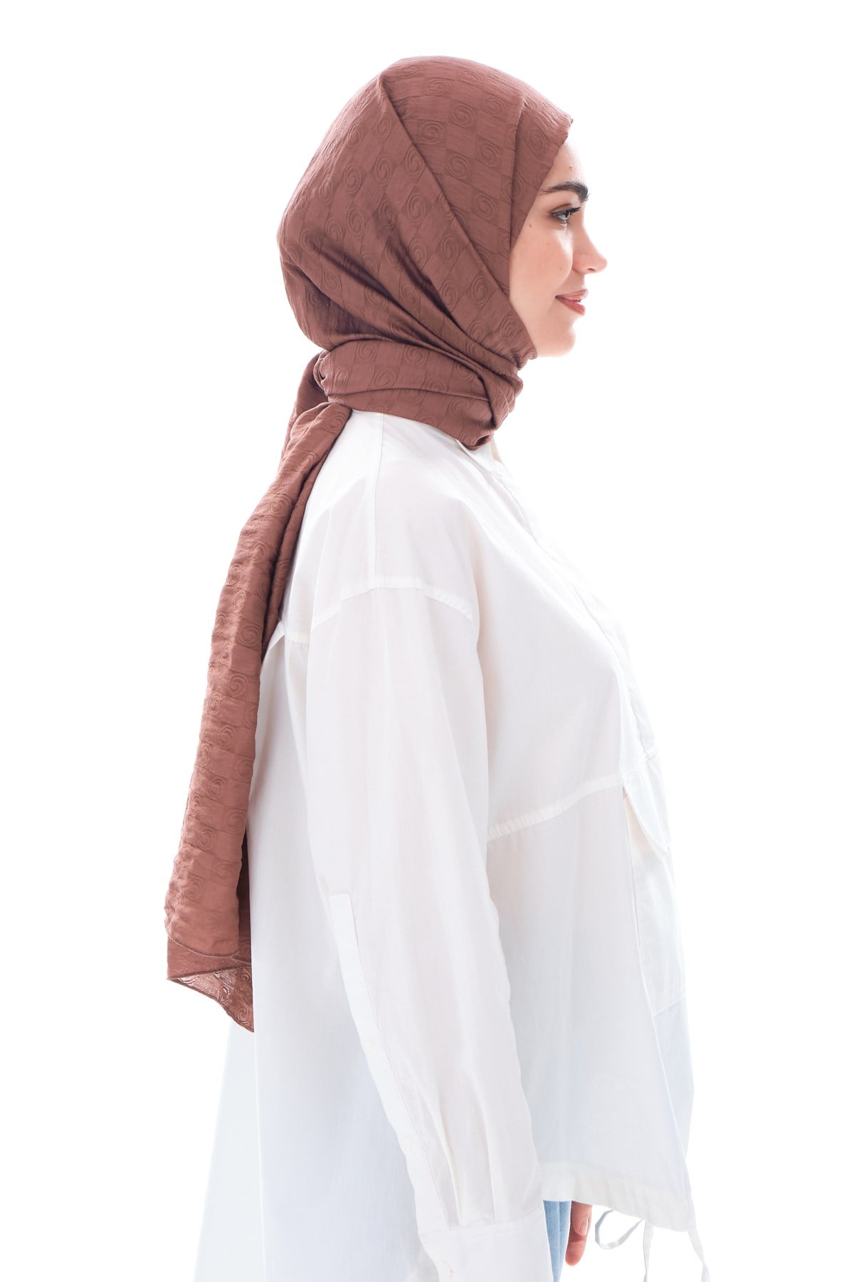 JAKARLI MODAL ŞALHelezon Desen Jakar Elegante Seri Viscon Şal Askısı ile Birlikte 75x200