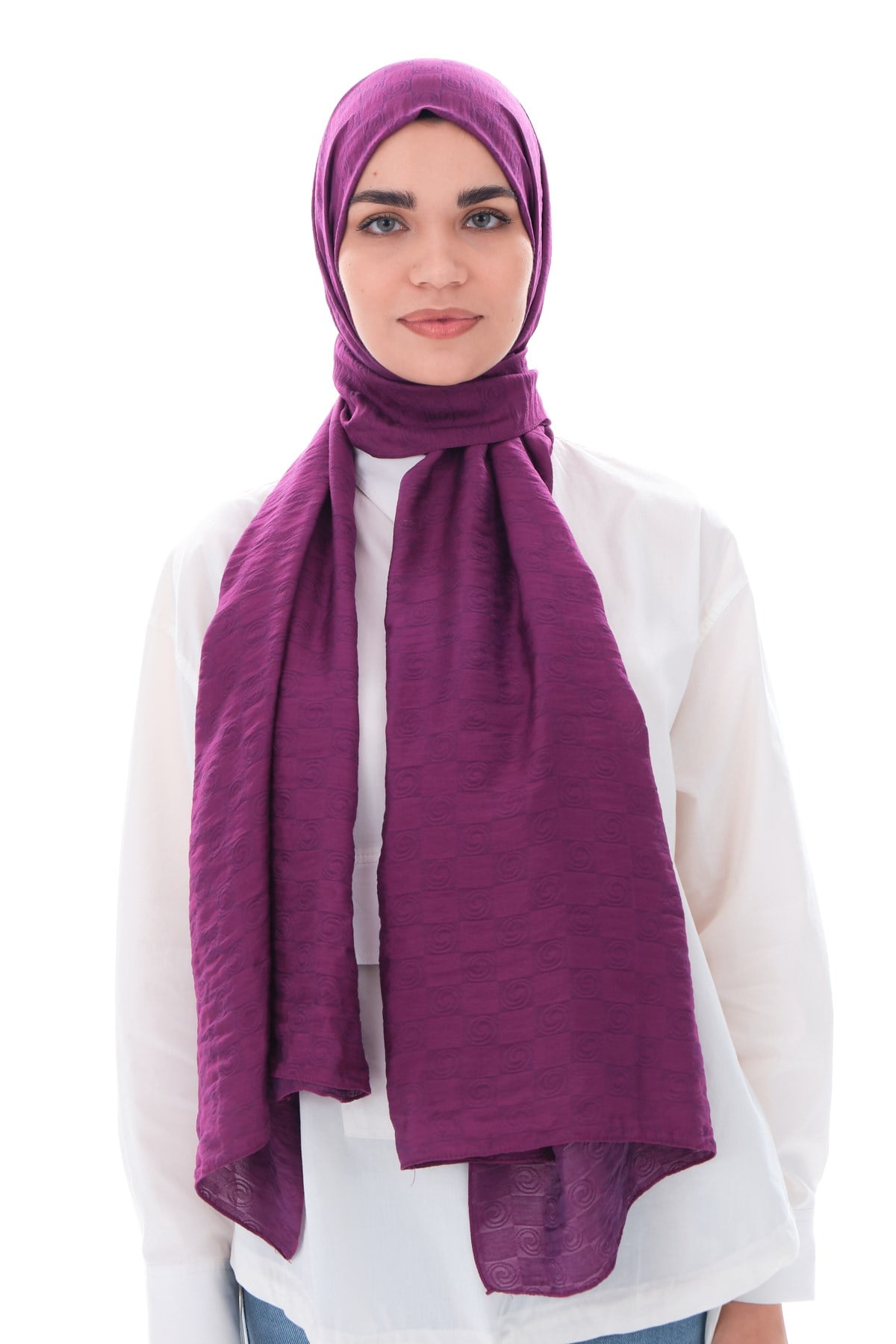 JAKARLI MODAL ŞALHelezon Desen Jakar Elegante Seri Viscon Şal Askısı ile Birlikte 75x200