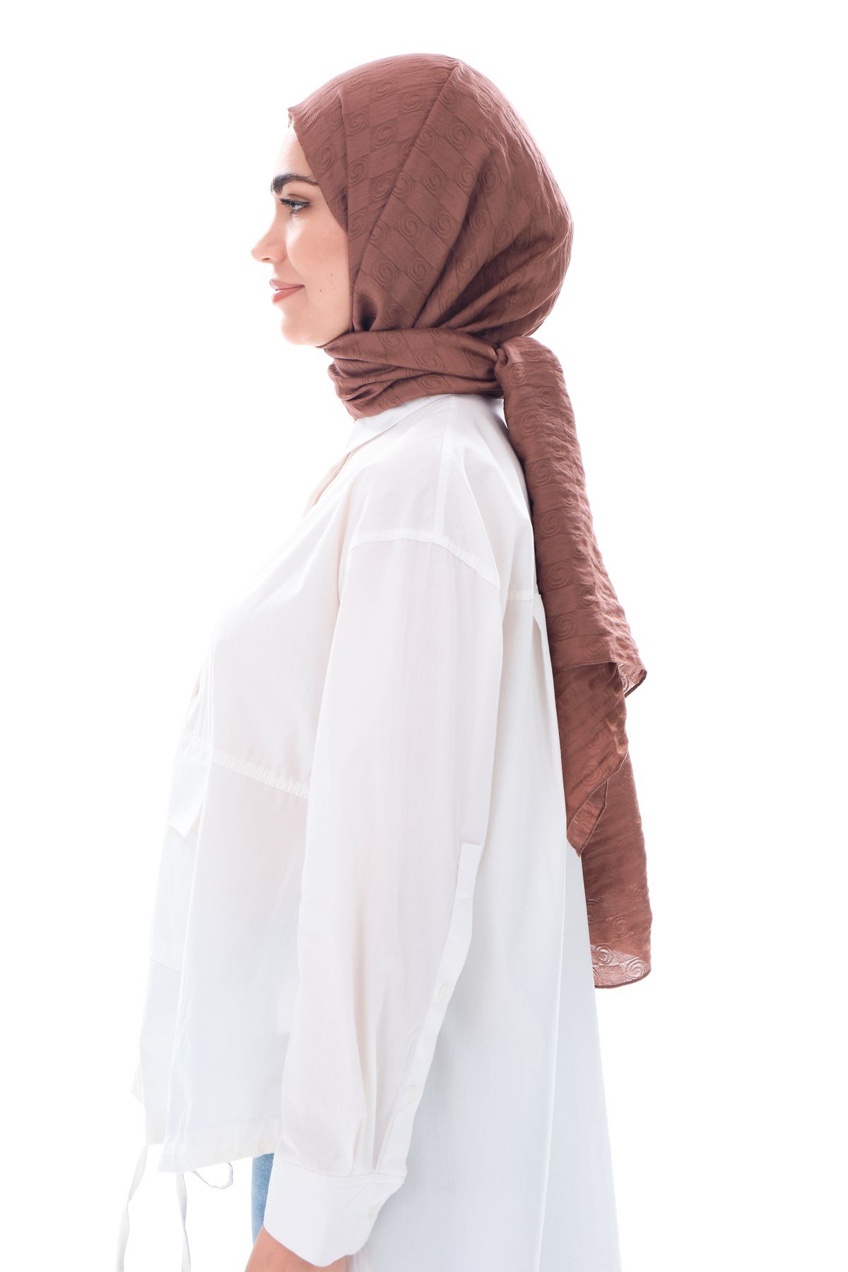JAKARLI MODAL ŞALHelezon Desen Jakar Elegante Seri Viscon Şal Askısı ile Birlikte 75x200