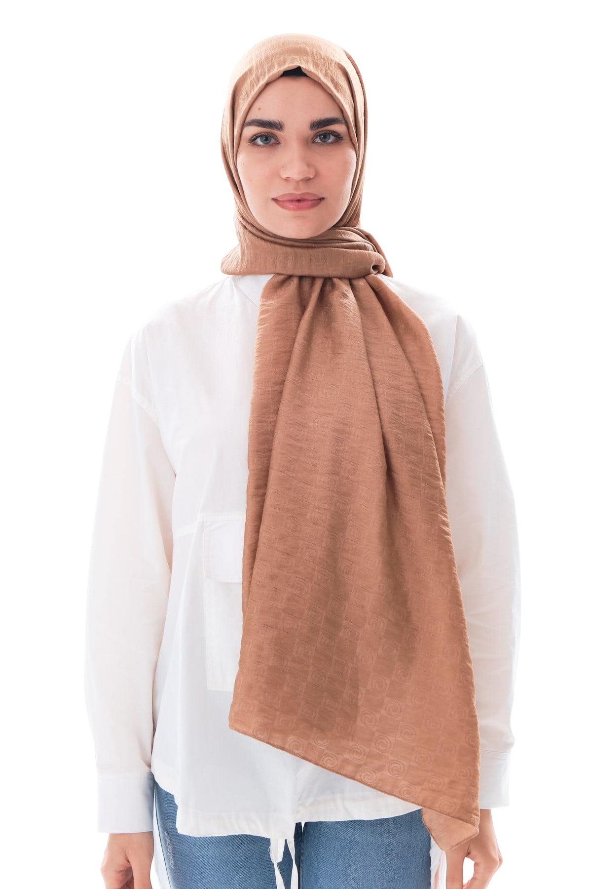 JAKARLI MODAL ŞALHelezon Desen Jakar Elegante Seri Viscon Şal Askısı ile Birlikte 75x200