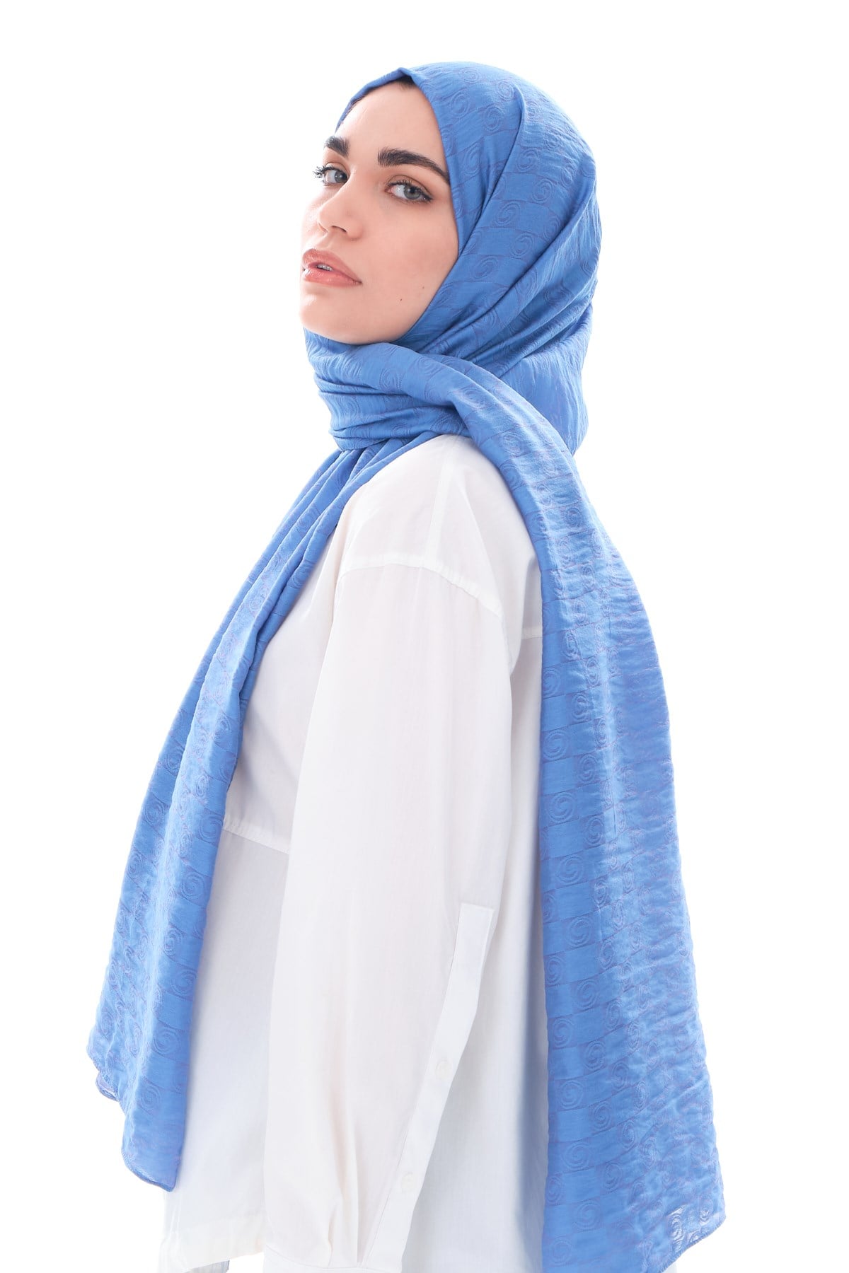 JAKARLI MODAL ŞALHelezon Desen Jakar Elegante Seri Viscon Şal Askısı ile Birlikte 75x200