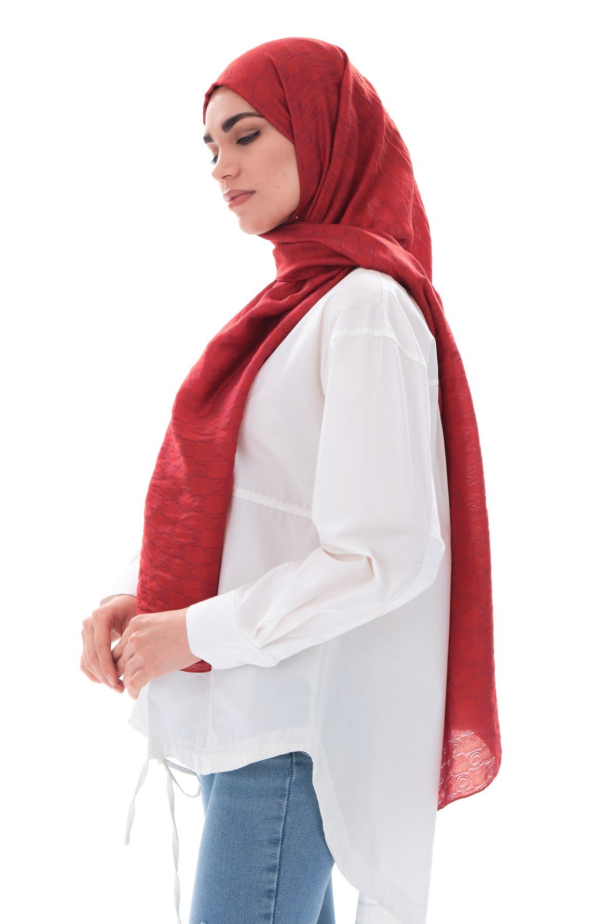 JAKARLI MODAL ŞALHelezon Desen Jakar Elegante Seri Viscon Şal Askısı ile Birlikte 75x200