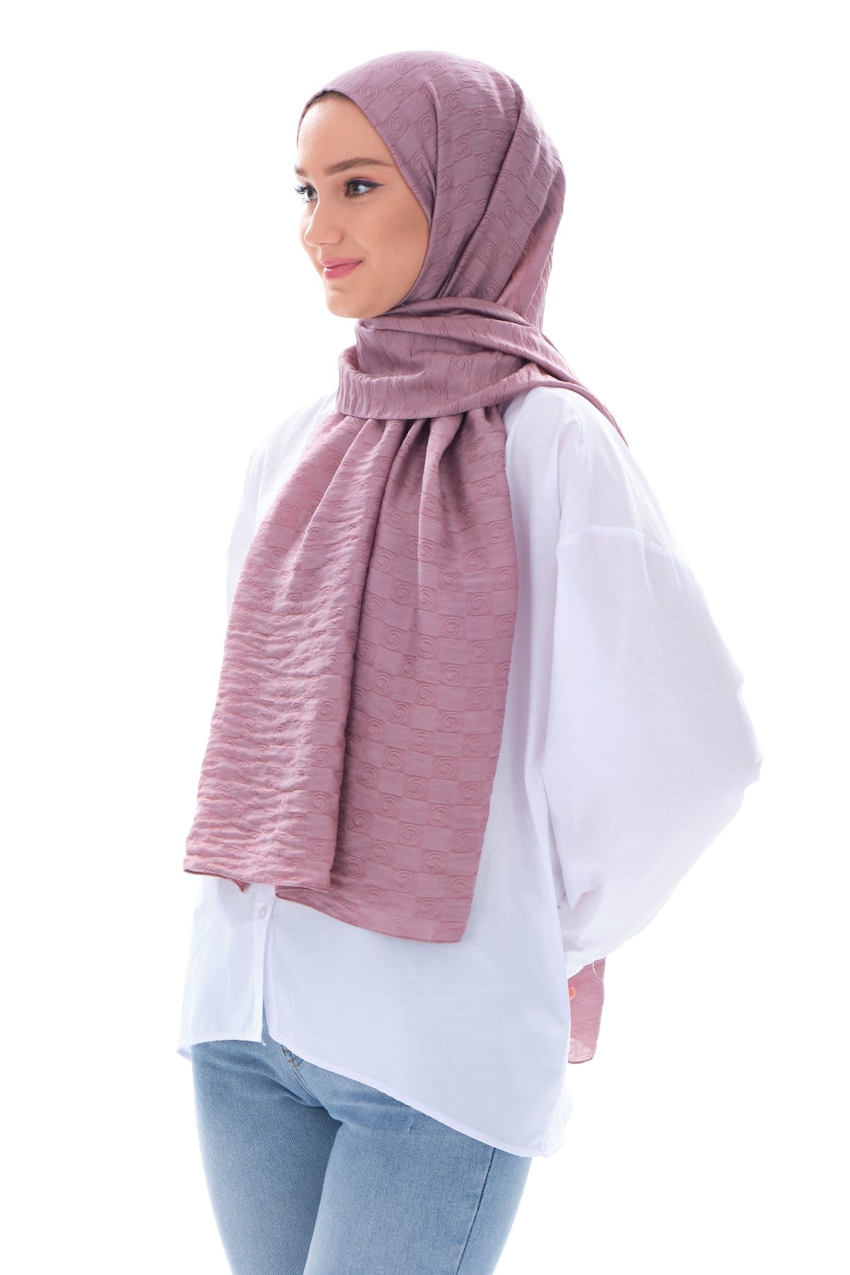JAKARLI MODAL ŞALHelezon Desen Jakar Elegante Seri Viscon Şal Askısı ile Birlikte 75x200