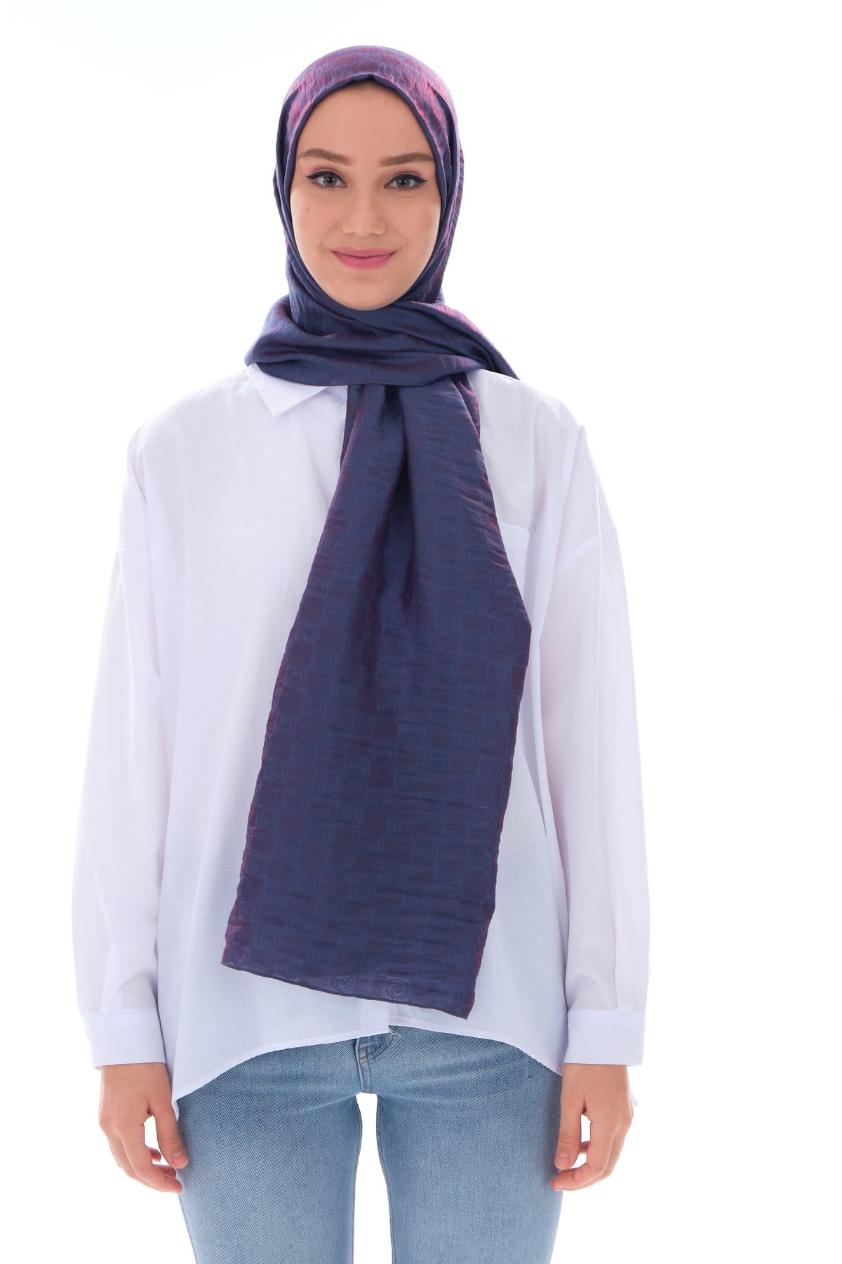 JAKARLI MODAL ŞALHelezon Desen Jakar Elegante Seri Viscon Şal Askısı ile Birlikte 75x200
