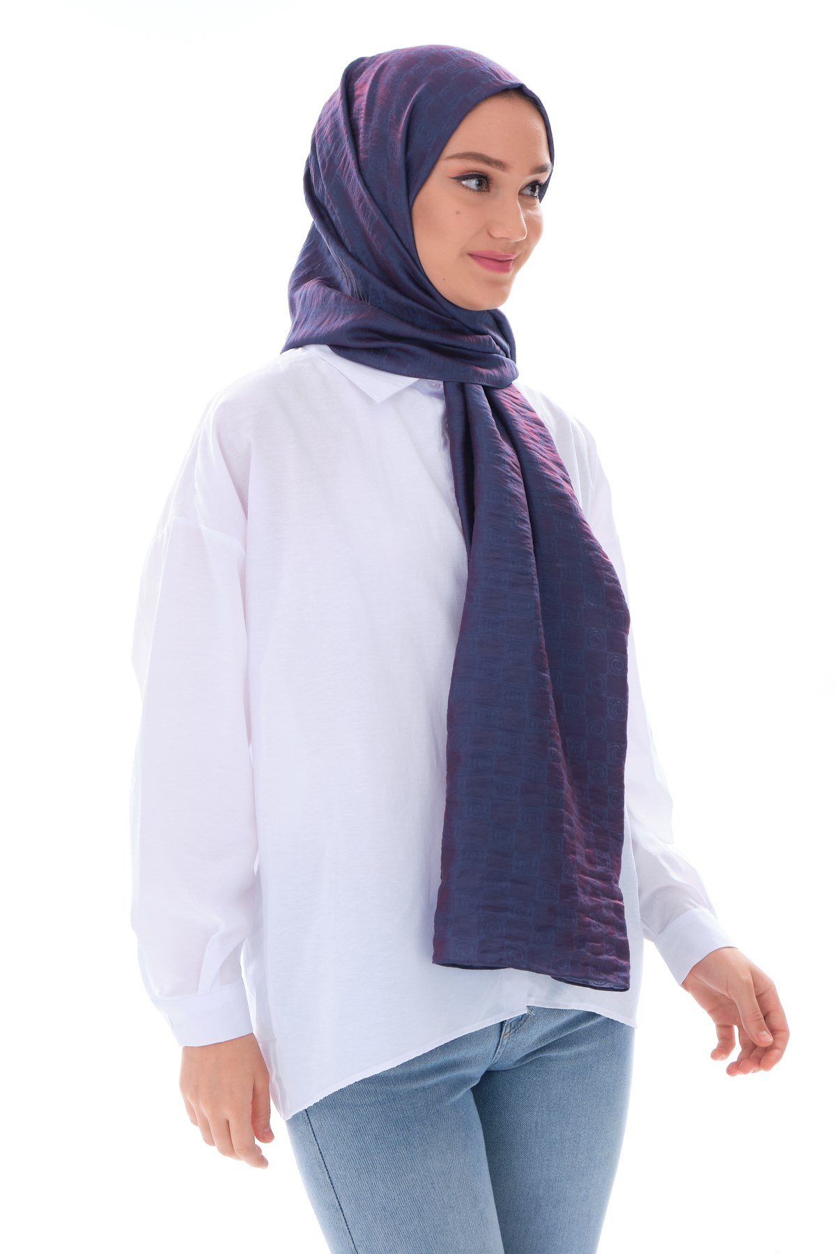 JAKARLI MODAL ŞALHelezon Desen Jakar Elegante Seri Viscon Şal Askısı ile Birlikte 75x200