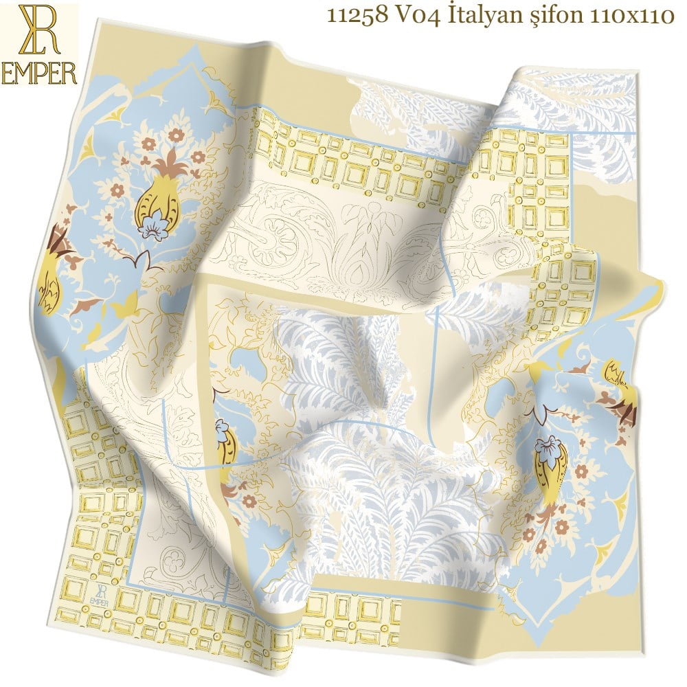 EŞARPDesenli İtalyan Şifon Seri Askısı ile Birlikte 110x110cm