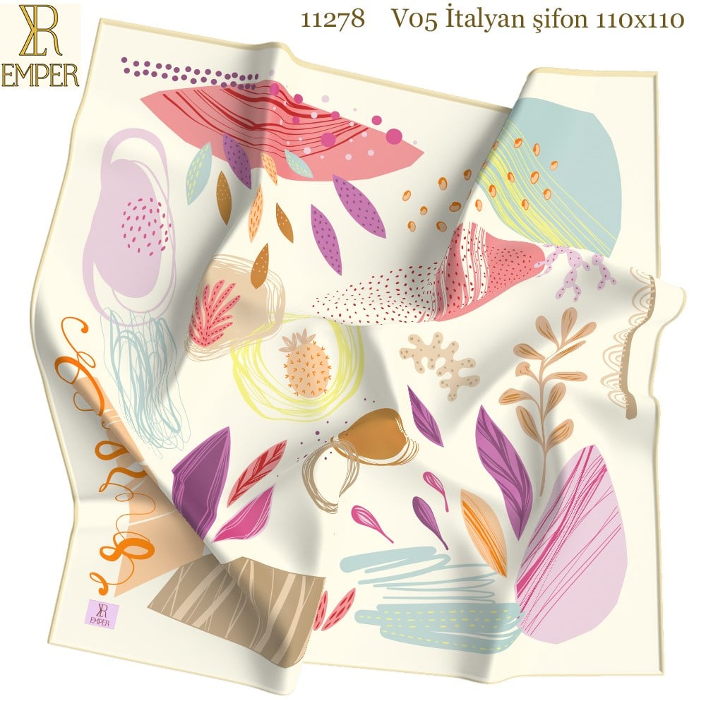 EŞARPDesenli İtalyan Şifon Seri Askısı ile Birlikte 110x110cm