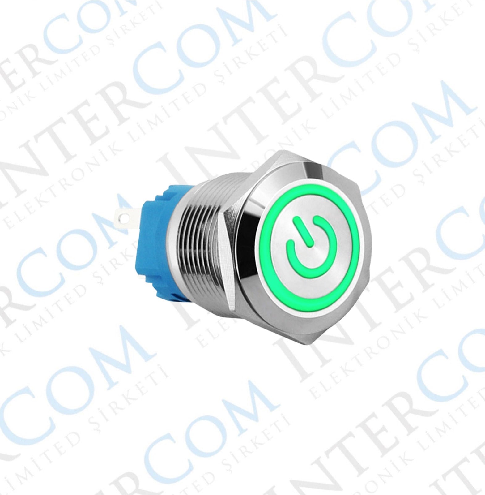 E3T 19MM METAL BUTON KALICILI 12-24V YEŞİL LED 1NO/1NC