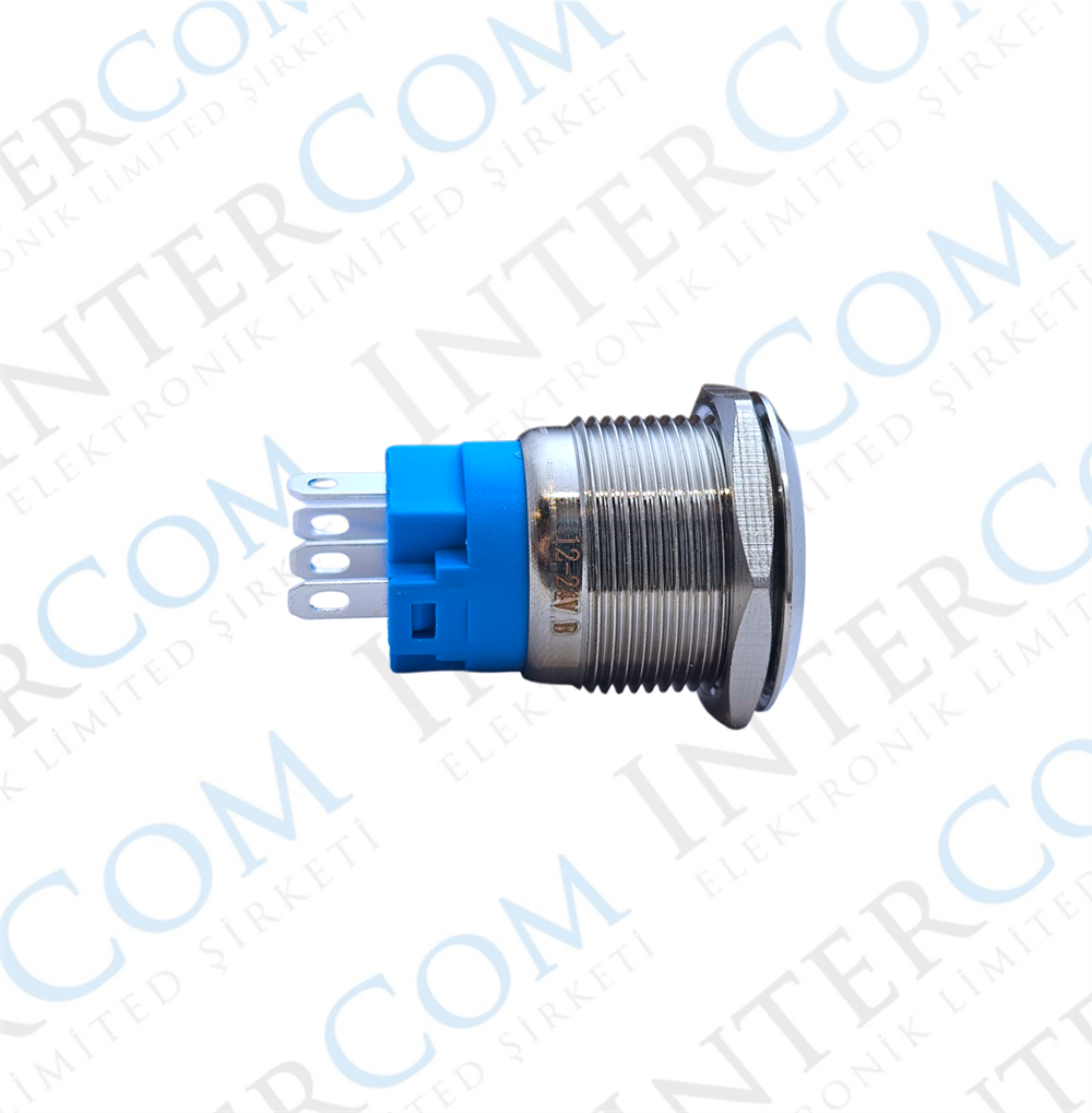 E1 19MM METAL BUTON KALICILI 12-24V KIRMIZI LED 1NO/1NC