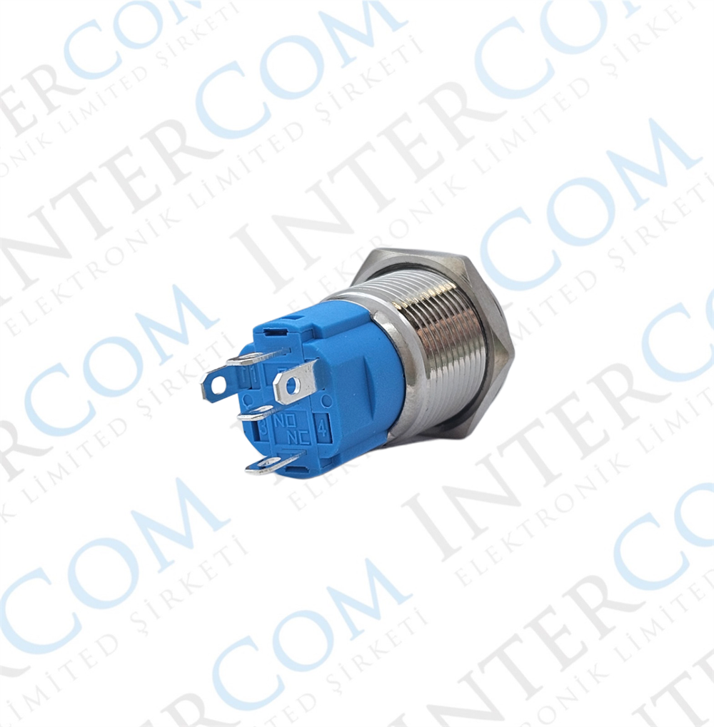 E19 16MM METAL BUTON KALICILI 12-24V KIRMIZI LED 1NO/1NC