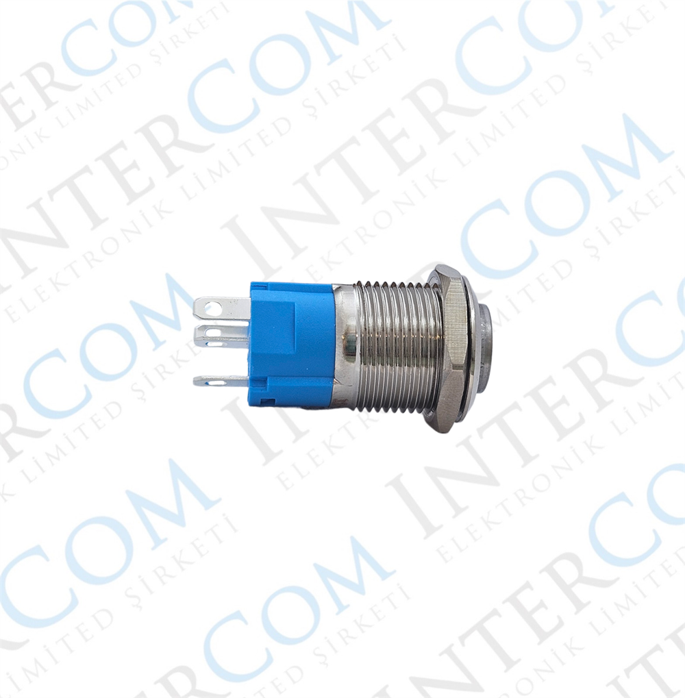 E19 16MM METAL BUTON KALICILI 12-24V KIRMIZI LED 1NO/1NC