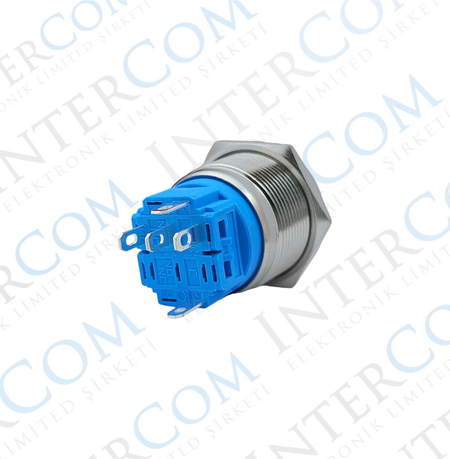 E87 22MM METAL BUTON YAYLI 12-24V BEYAZ LED 1NO/1NC