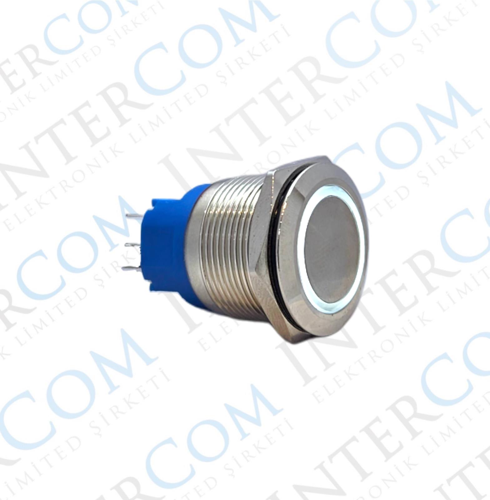 E88 22MM METAL BUTON KALICILI 12-24V BEYAZ LED 1NO/1NC